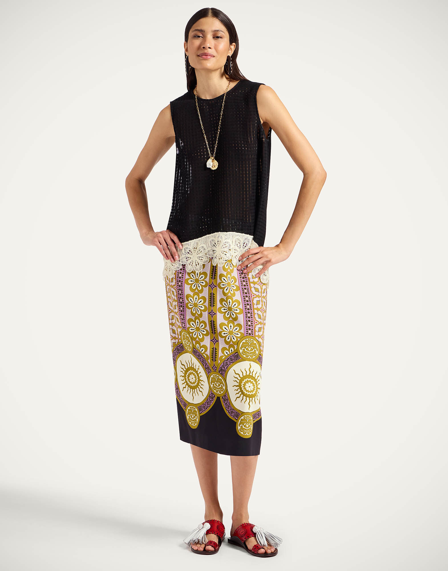 La DoubleJ Pencil Skirt Pagoda Plac&eacute;e Pink SKI0022VIS011PAG01PI01