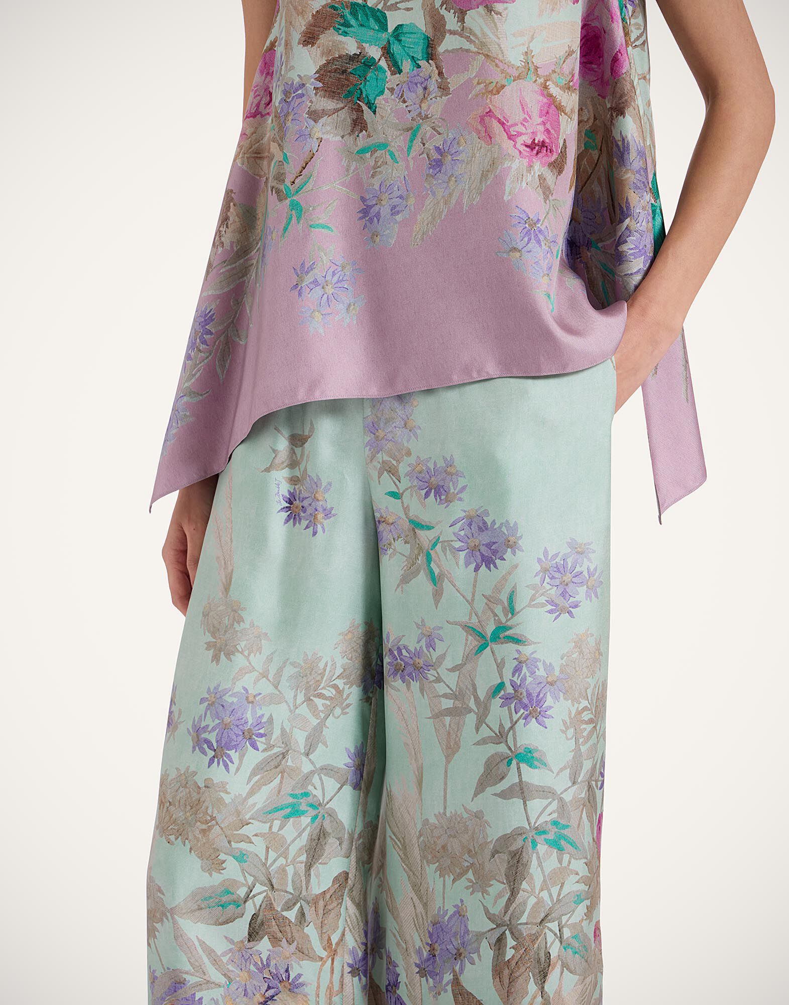 La DoubleJ Palazzo Pants Heath Plac&eacute;e Mint TRO0003SIL001HEA02GR11