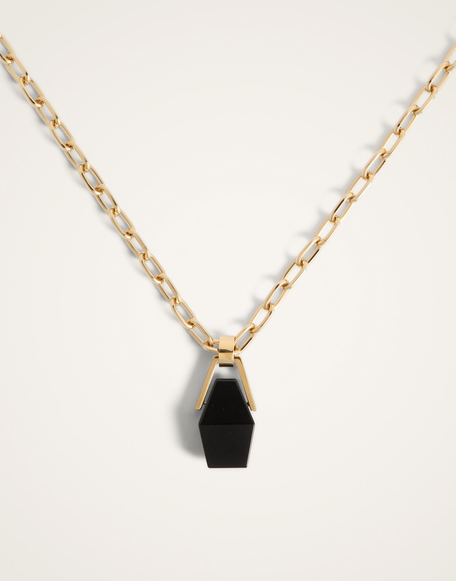 La DoubleJ Portal Necklace 24K Gold Plate And Onyx NEC0021BRA003ONY01YE05
