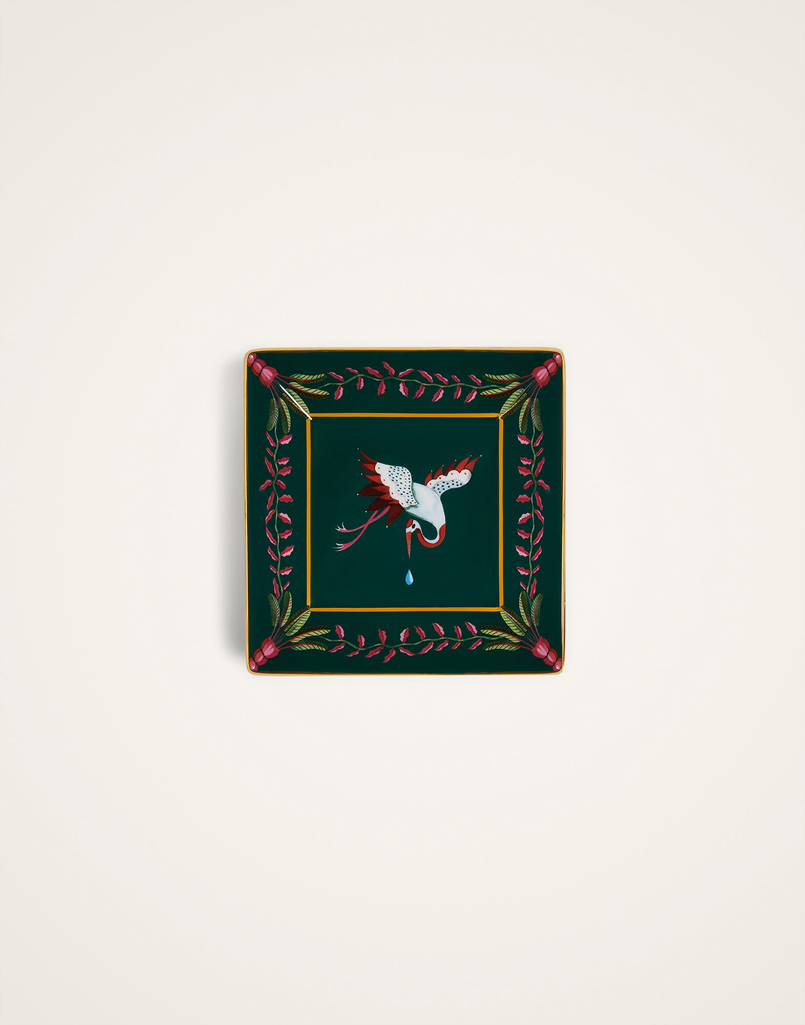 La DoubleJ Trinket Tray Spirit Stork Dark Green TRI0001CER001HLE09GR03