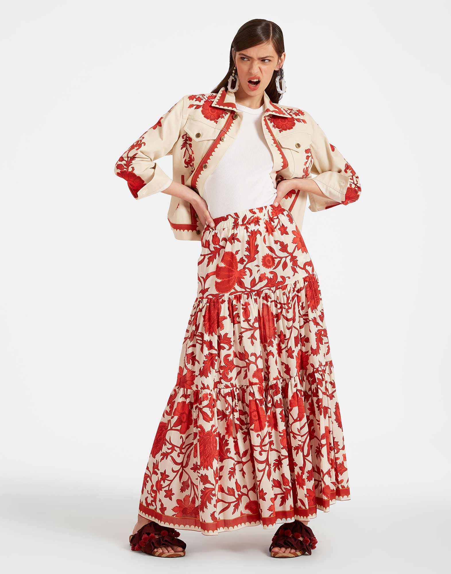 La DoubleJ Big Skirt Dragonflower Red SKI0001SIL010DRE01RE01