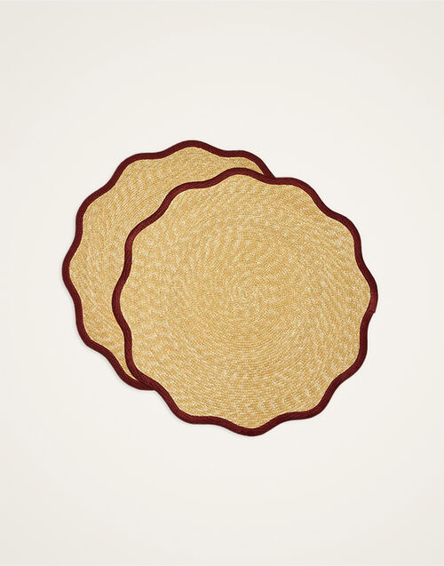 La DoubleJ Straw Cloud Placemats Set Of 2 Solid Bordeaux PMT0031STR001SOLIDRE02