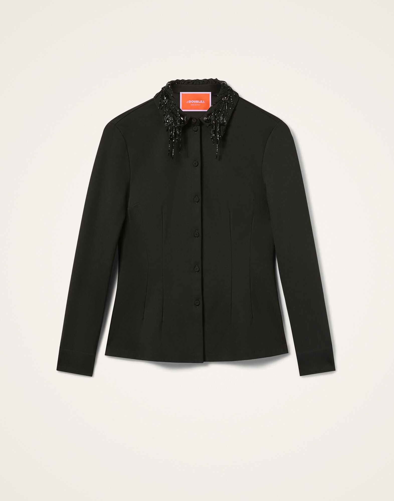 La DoubleJ Fitted Shirt Solid Black SHI0156JER071SOLIDBL01