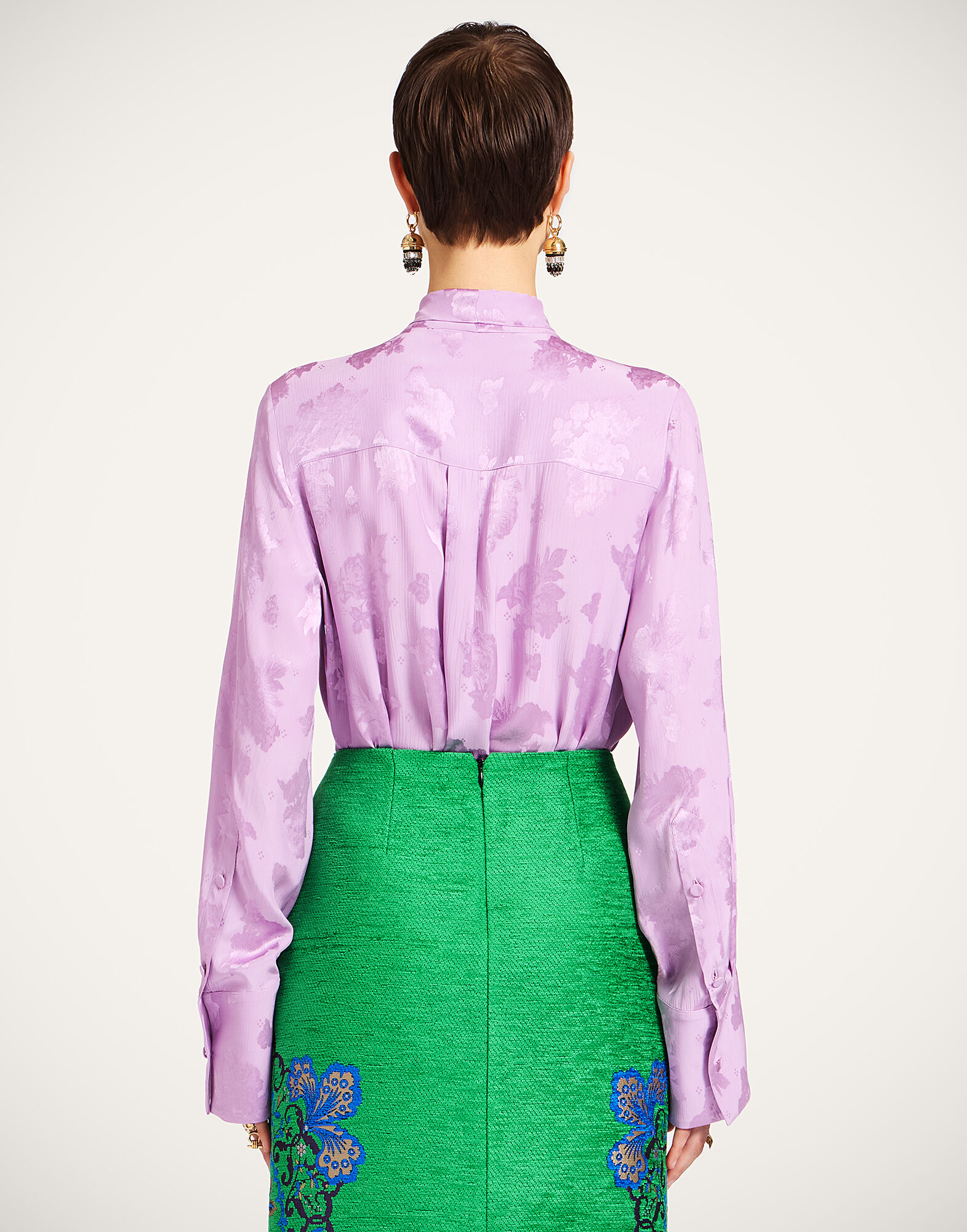 La DoubleJ Ascot Shirt Solid Lilac SHI0155JCQ133SOLIDPU02