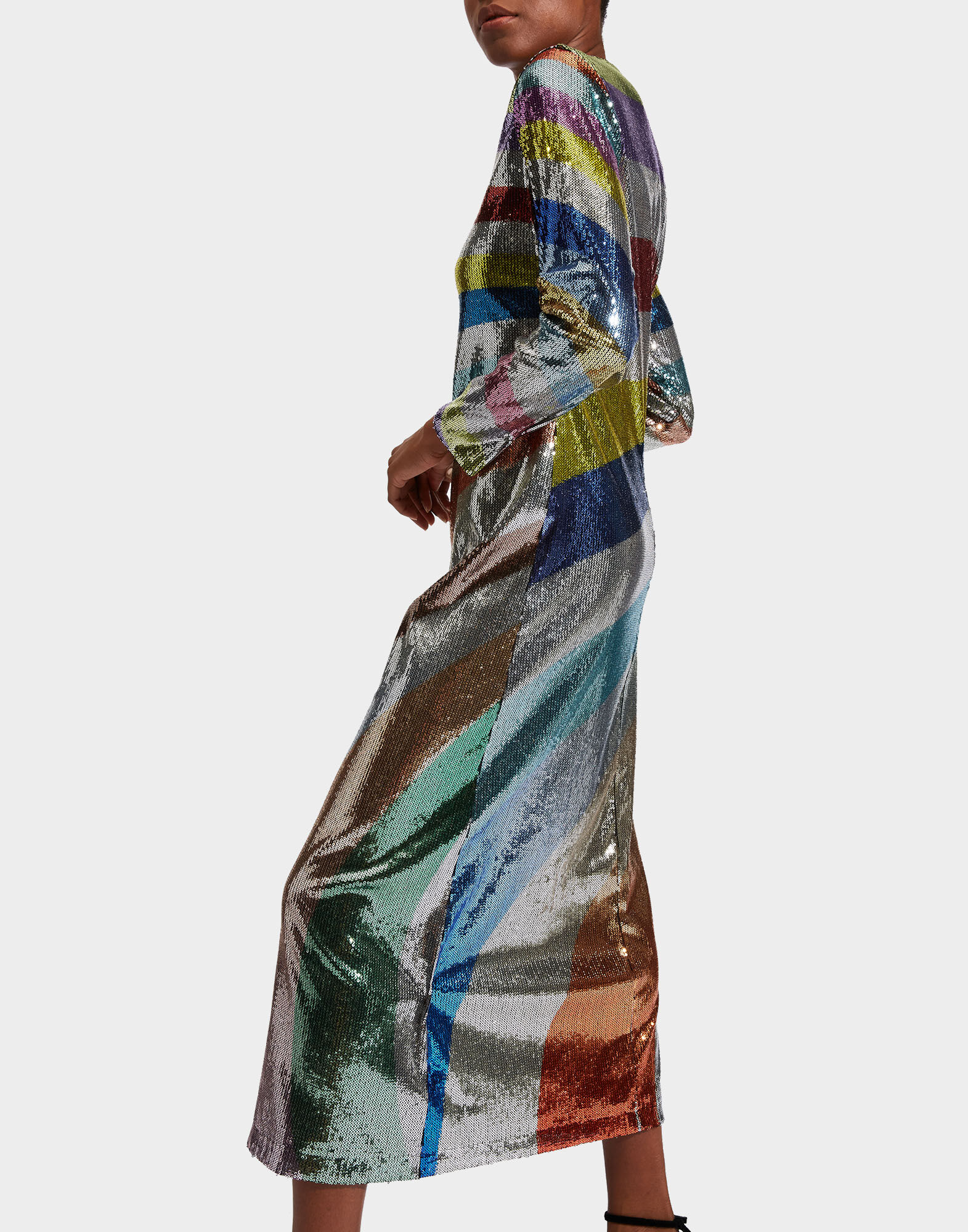 La DoubleJ Supreme Swing Dress Rainbow Sequins Plac&eacute;e DRE0445PAI004RSS0001