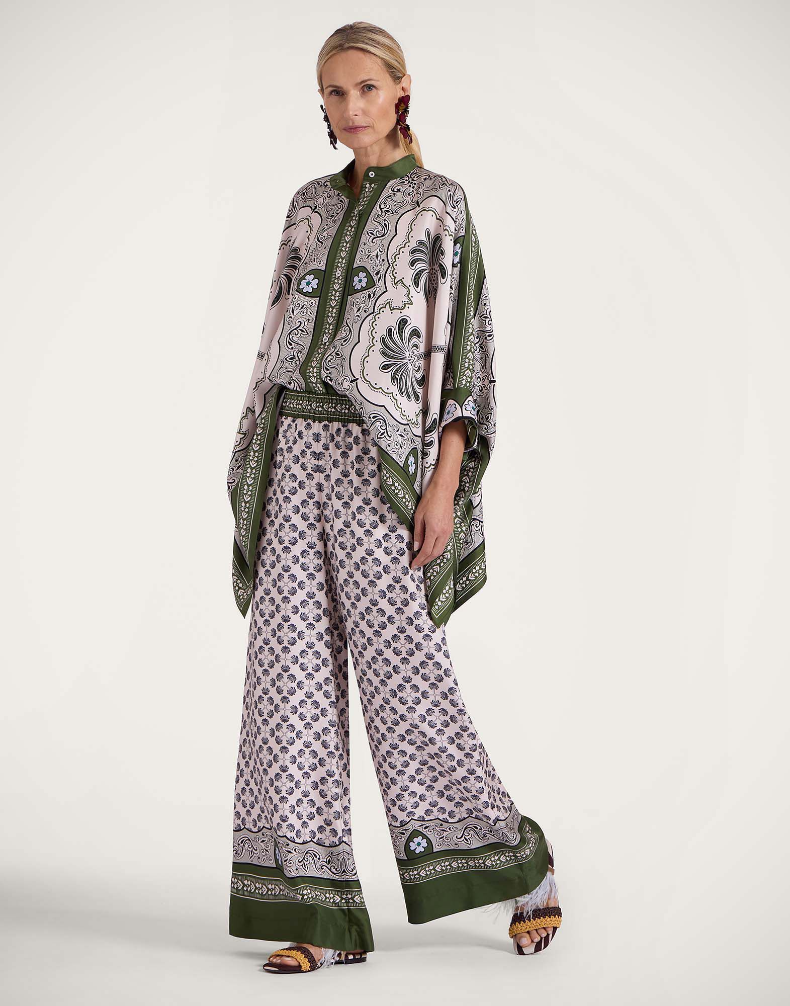 La DoubleJ Palazzo Pants Mirage Plac&eacute;e Green TRO0026SIL006AGE01GR02