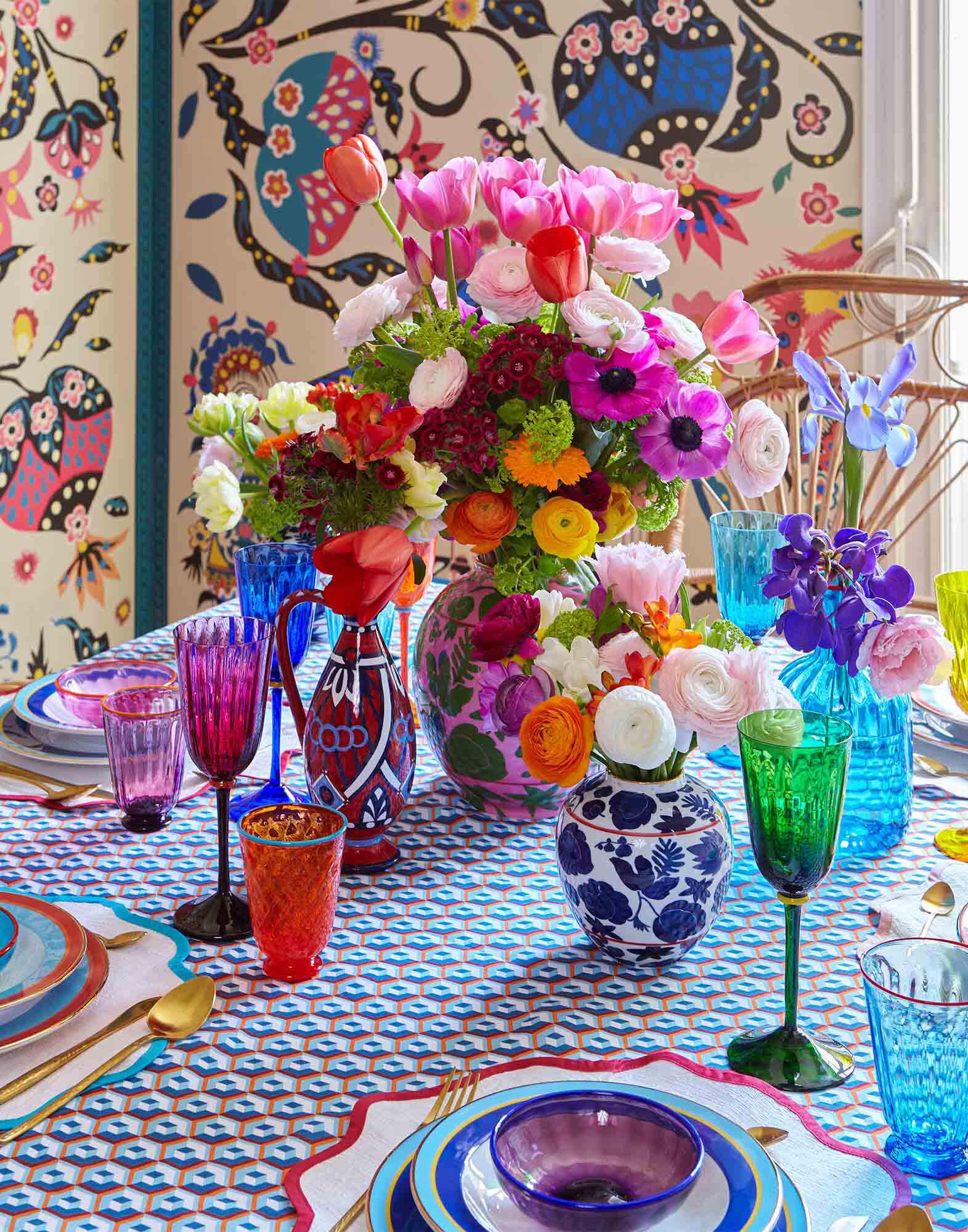 La DoubleJ Medium Tablecloth (180x280) Cubi Blu TBC0002LIN001CUB0004