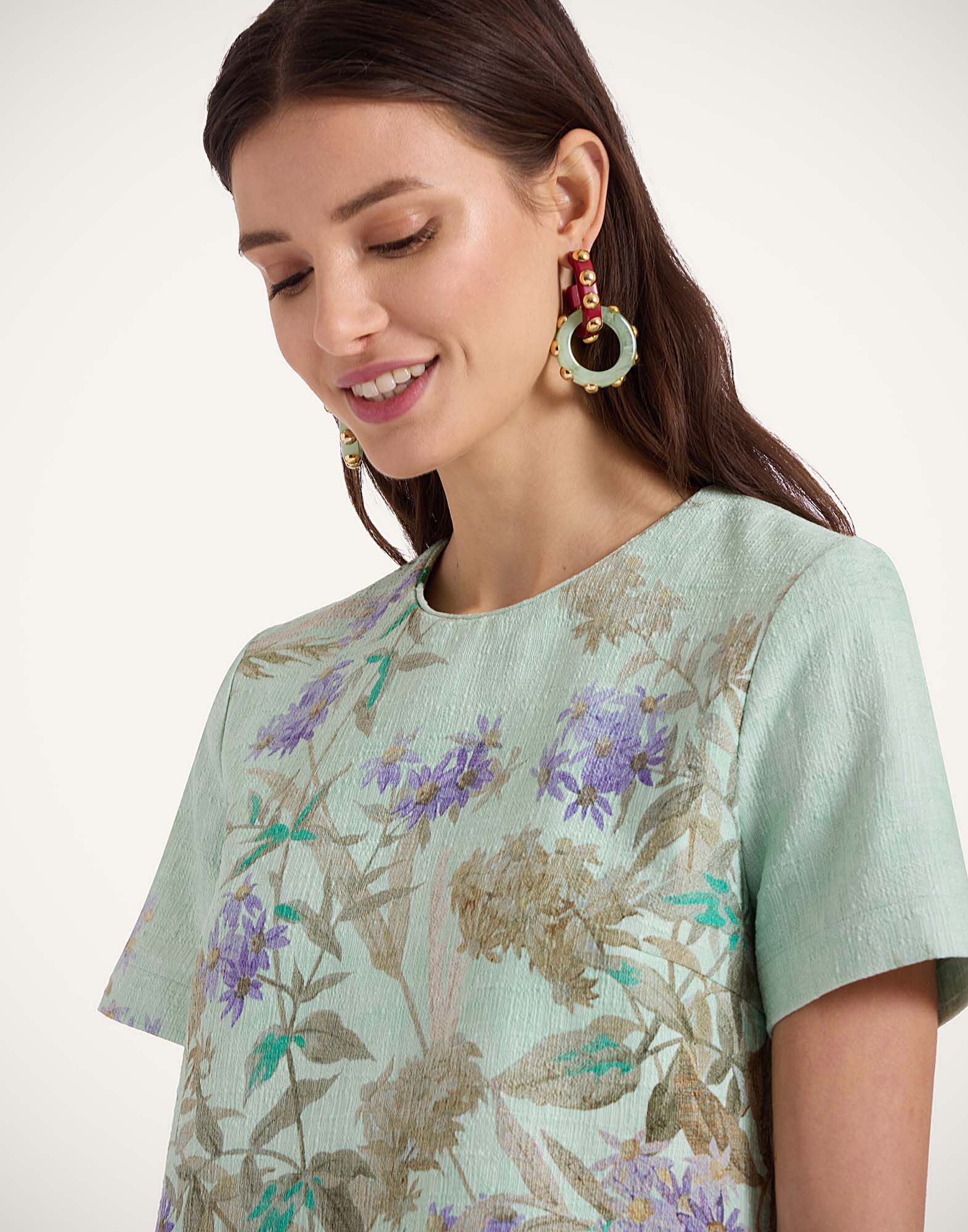 La DoubleJ Mini Swing Dress Heath Plac&eacute;e Mint DRE0658COT005HEA02GR11