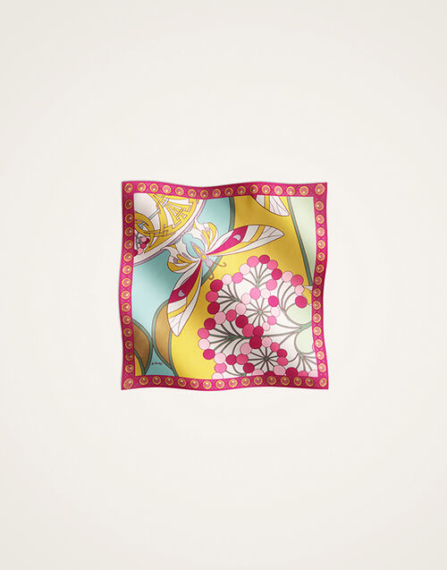 La DoubleJ Foulard 45 Florette Plac&eacute;e Fuchsia SCA0065SIL006FLO08PI03