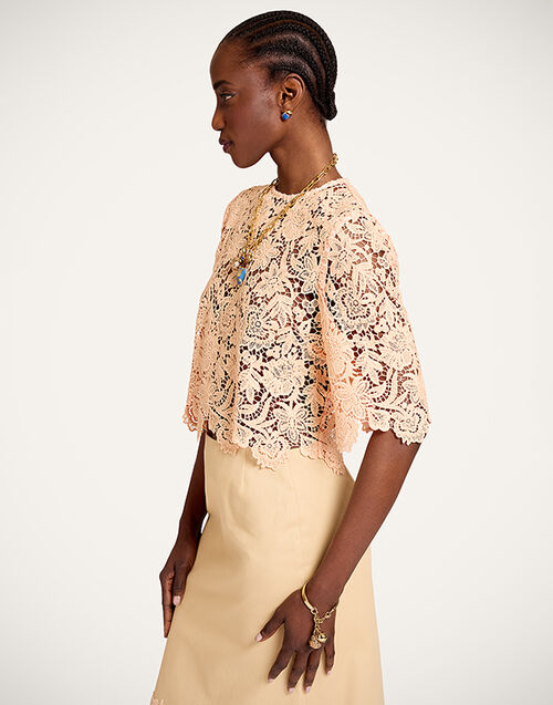 La DoubleJ Spotlight Top Solid Apricot TOP0187LAC013SOLIDOR11