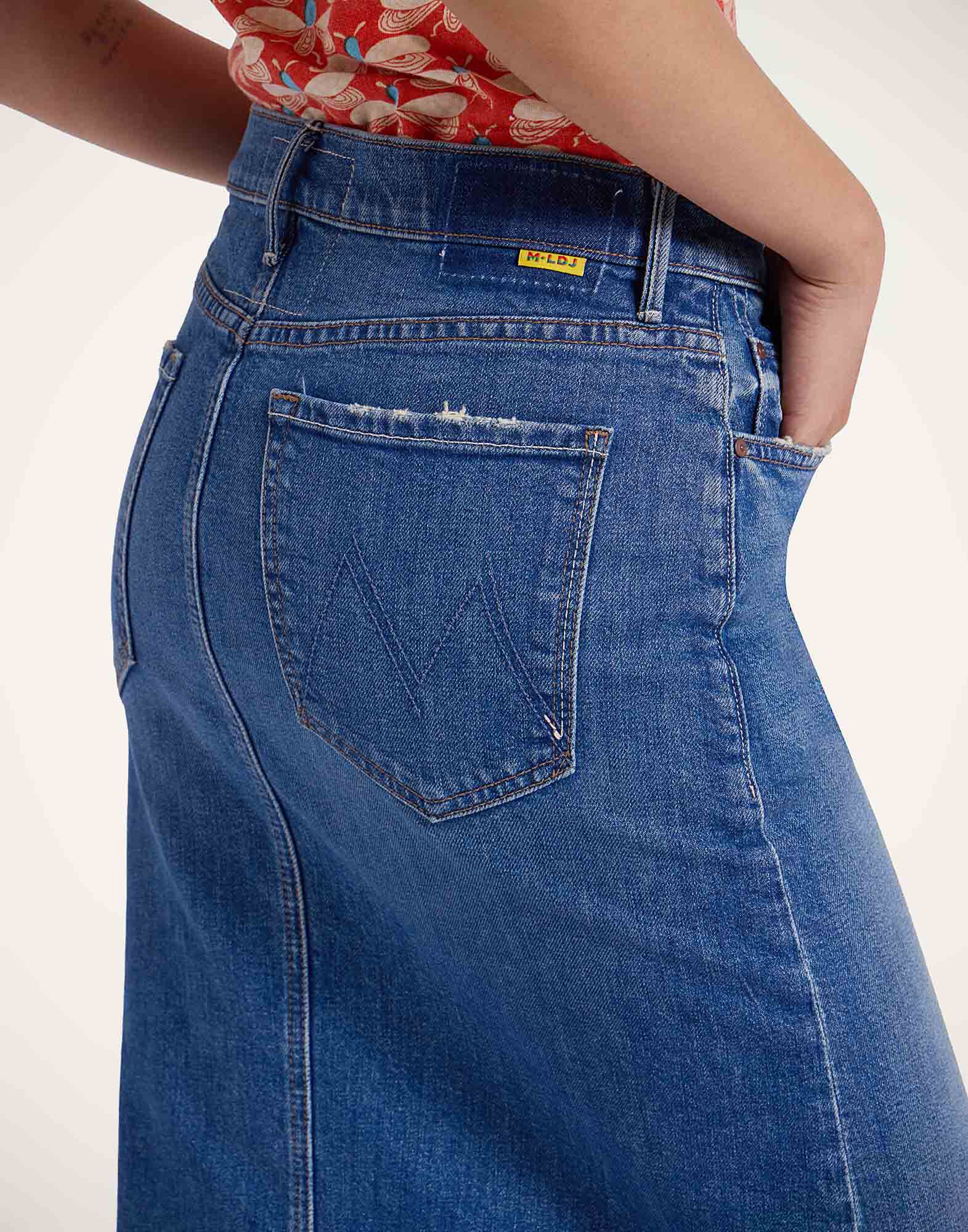 La DoubleJ The Button Front Vagabond Midi Skirt Family Affairs Blue SKI0153DEN011FAM01BU03