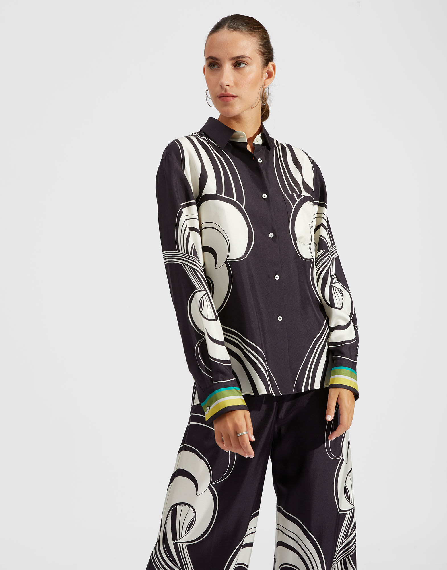 La DoubleJ Boy Shirt Rainbow Swirl B&W Plac&eacute;e SHI0040SIL006RAS0001