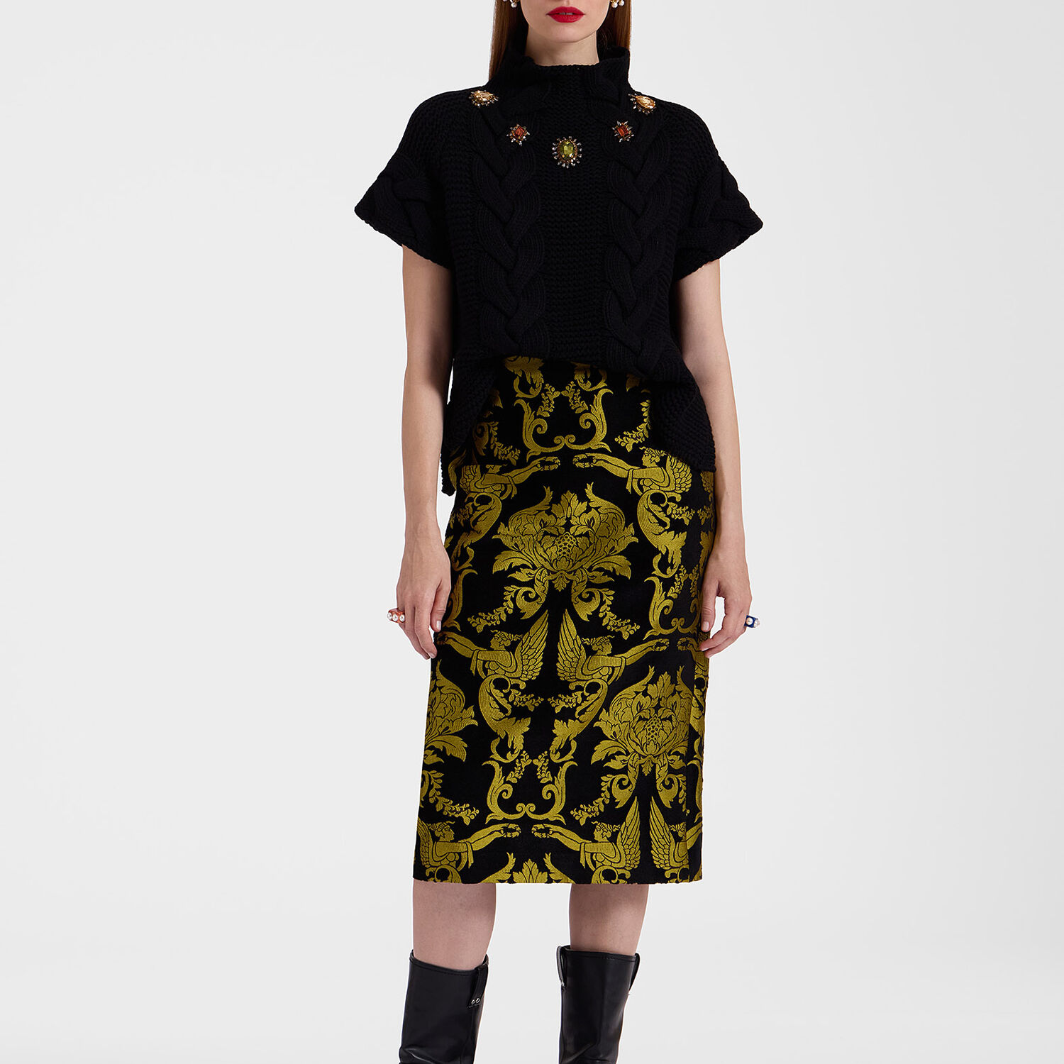 Shop La Doublej Pencil Skirt In Cherubs Black