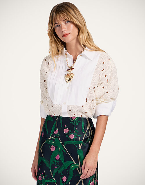 La DoubleJ Peggy Shirt Solid Ivory SHI0115EMB035SOLIDWH04