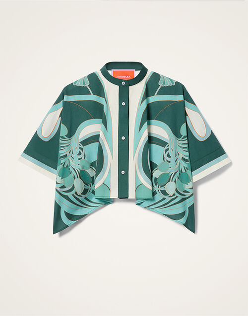 La DoubleJ Mini Foulard Shirt Blooming Tulip Plac&eacute;e Mint SHI0091COT056BTU01GR11