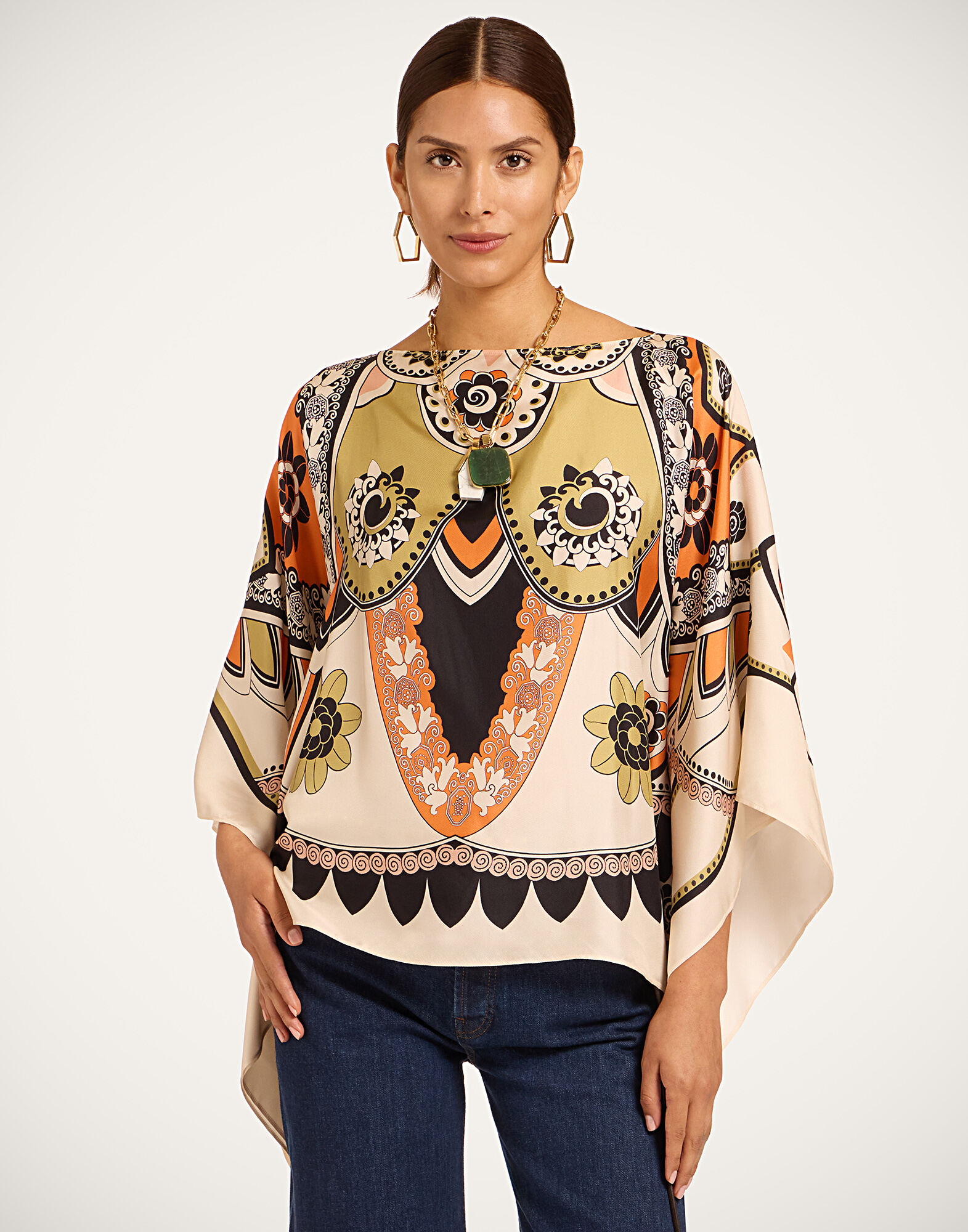 La DoubleJ Foulard Top Plume Plac&eacute;e Ivory TOP0195SIL029PLU03WH04