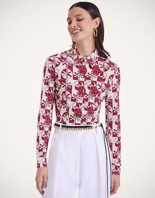 La DoubleJ Fitted Shirt Eclipse Burgundy SHI0116JER027ECL01RE02