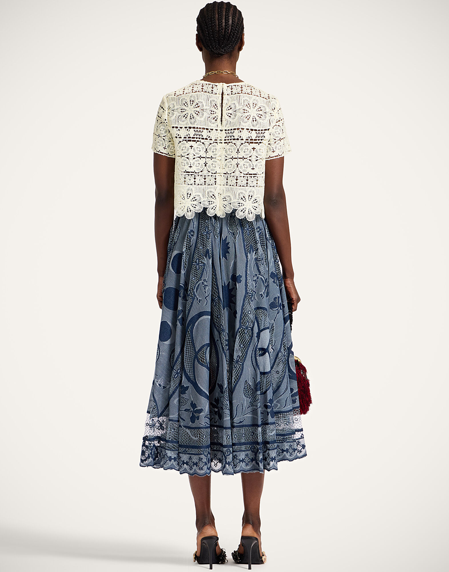 La DoubleJ Dutchess Skirt Starlight Navy SKI0146EMB082STL02BU06