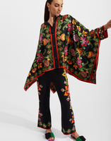 La DoubleJ Foulard Shirt Folk Flowers Nero Plac&eacute;e SHI0059SIL006FFL0004