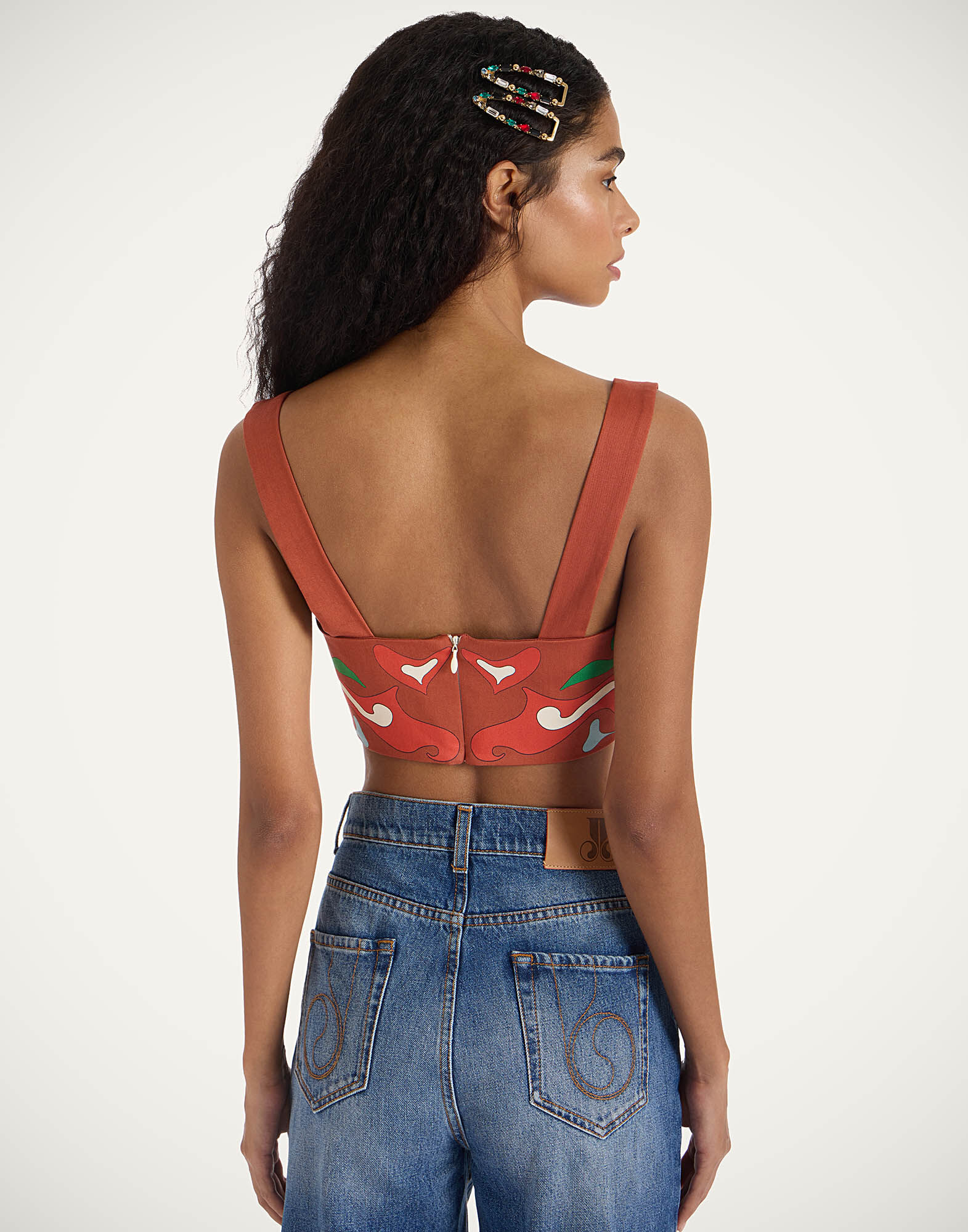 La DoubleJ Baia Crop Top Phoenix Plac&eacute;e Light Blue TOP0094COT037PHO01BU01