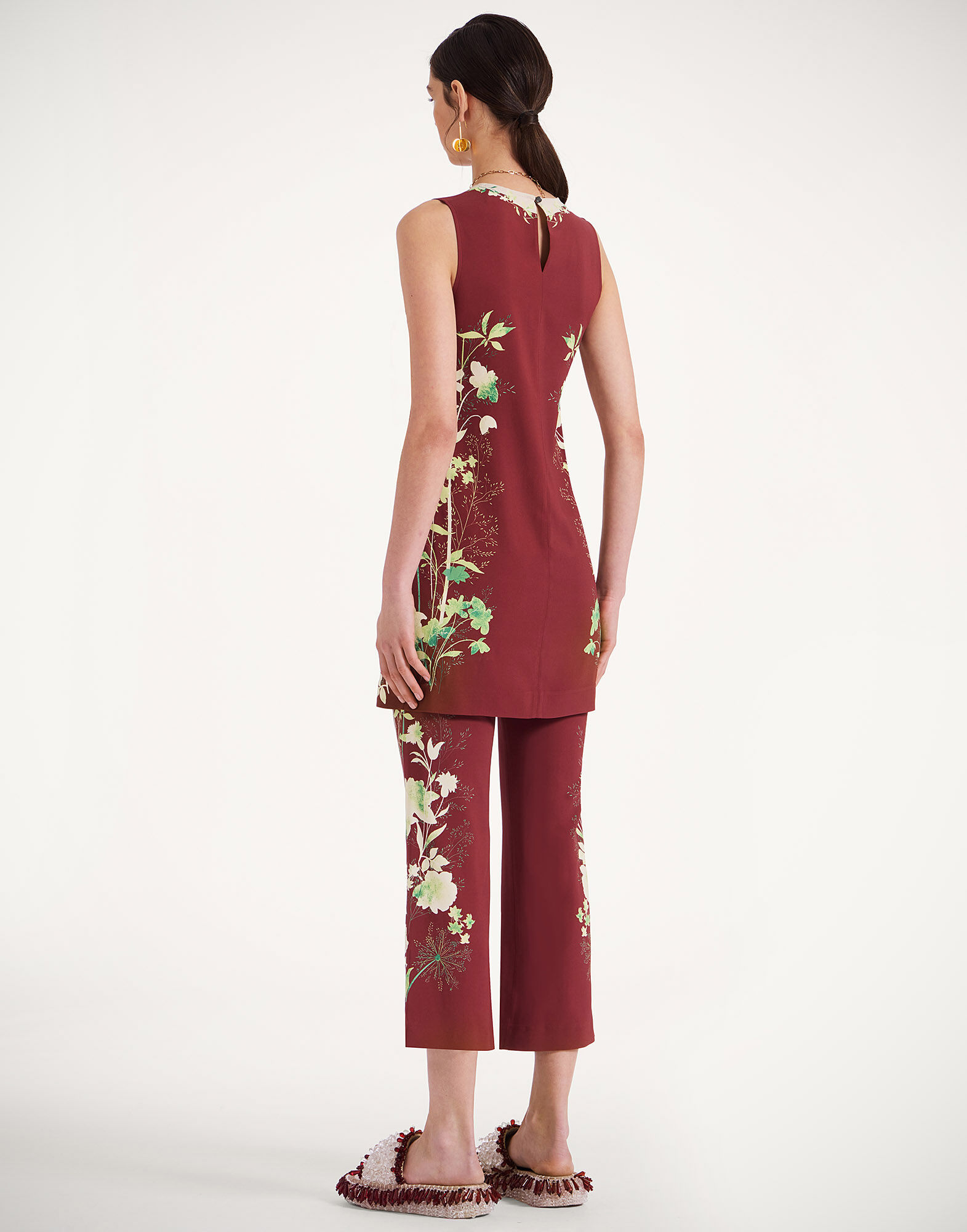 La DoubleJ Stretch Tunic Woodland Plac&eacute;e Burgundy TOP0053VIS011WOD01RE02