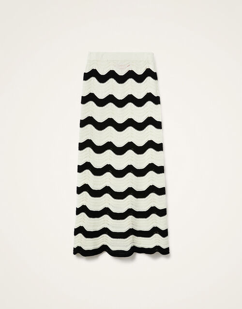 La DoubleJ Chevron Skirt Bicolor Black & Ivory SKI0155KNI158VA383BL01
