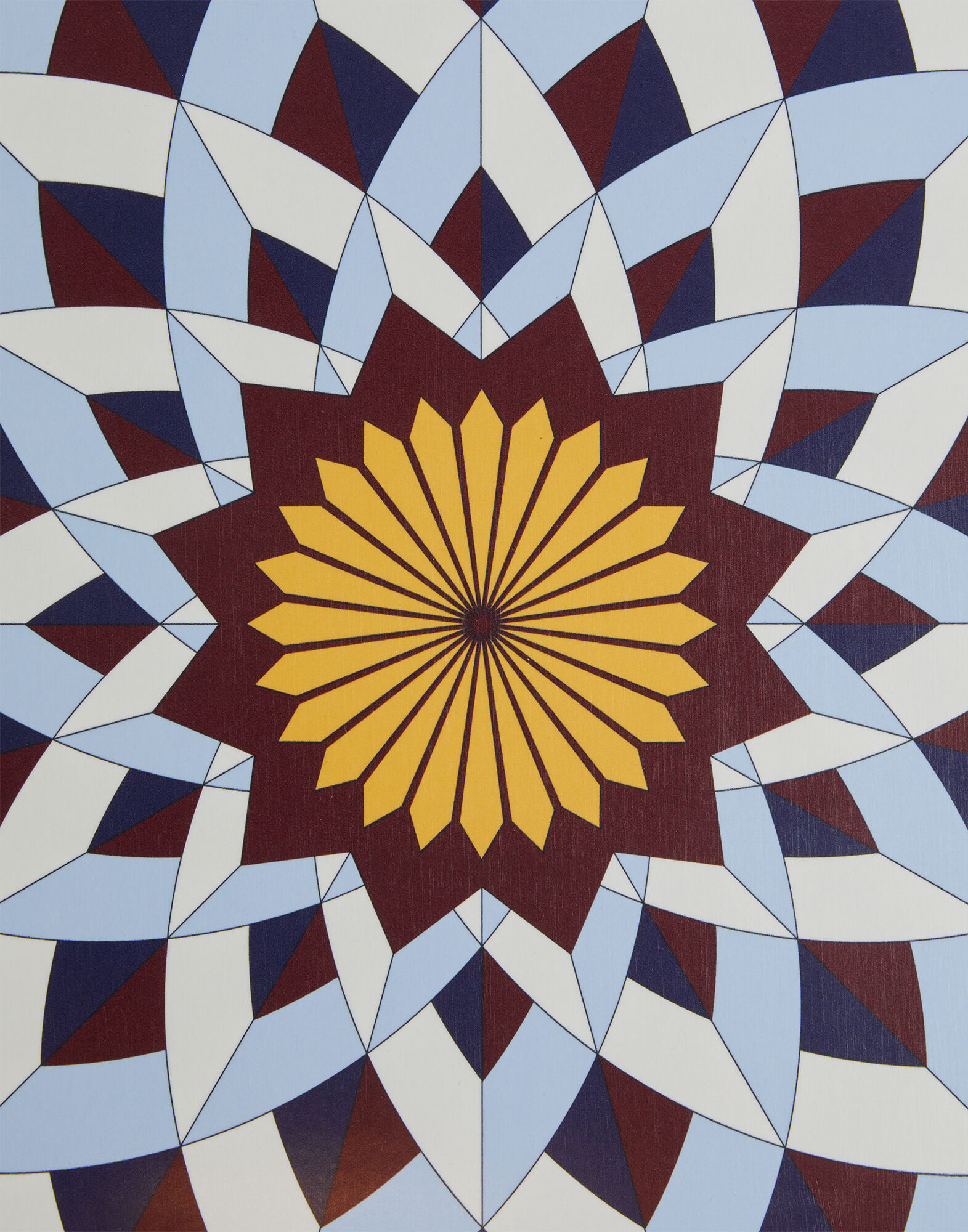 La DoubleJ Large Round Printed Tray Lotus Of Life Blue TRA0006WOD001LOL01BU03