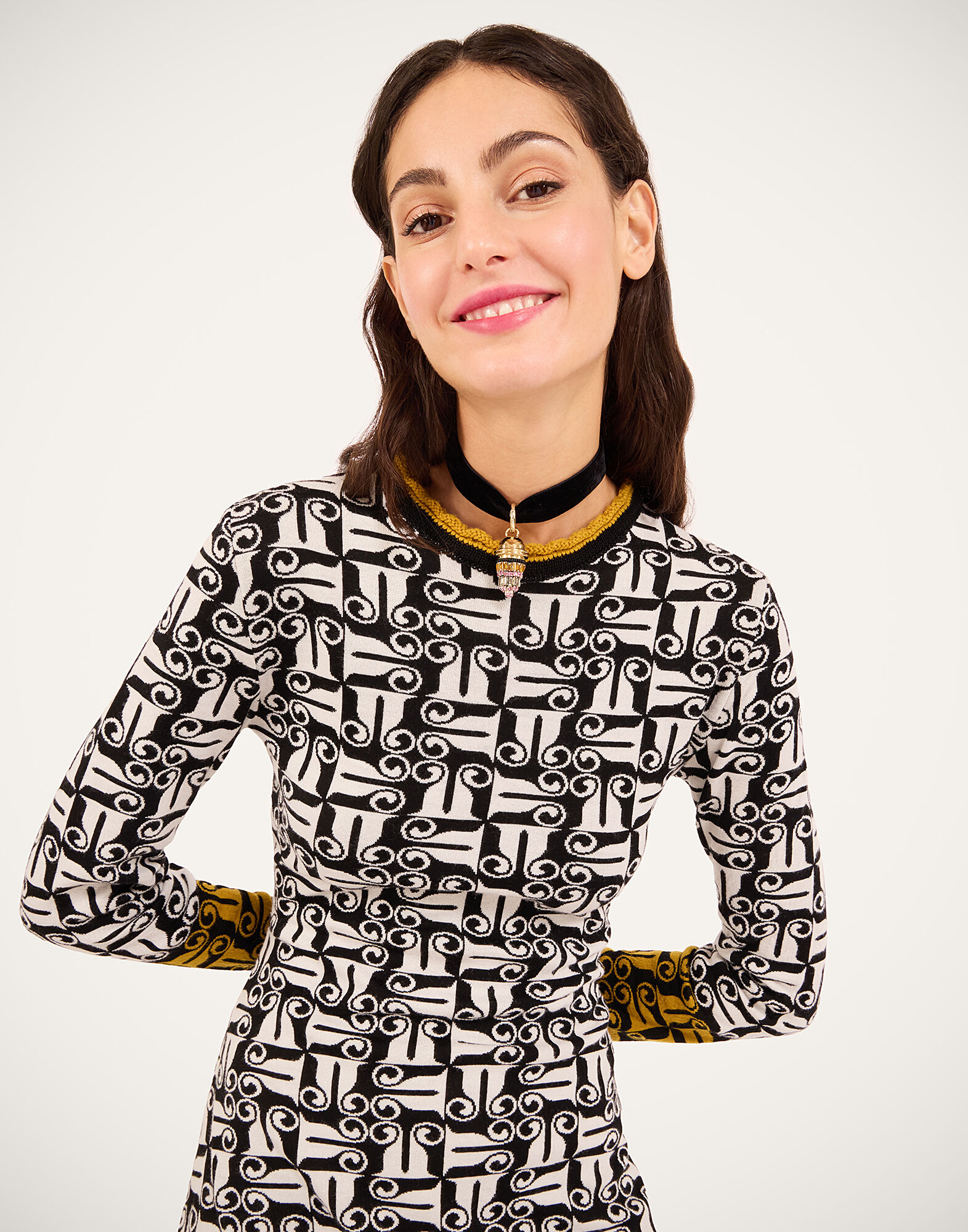 La DoubleJ Knit Swing Dress Black & White DRE1019KNI191VA444BR05