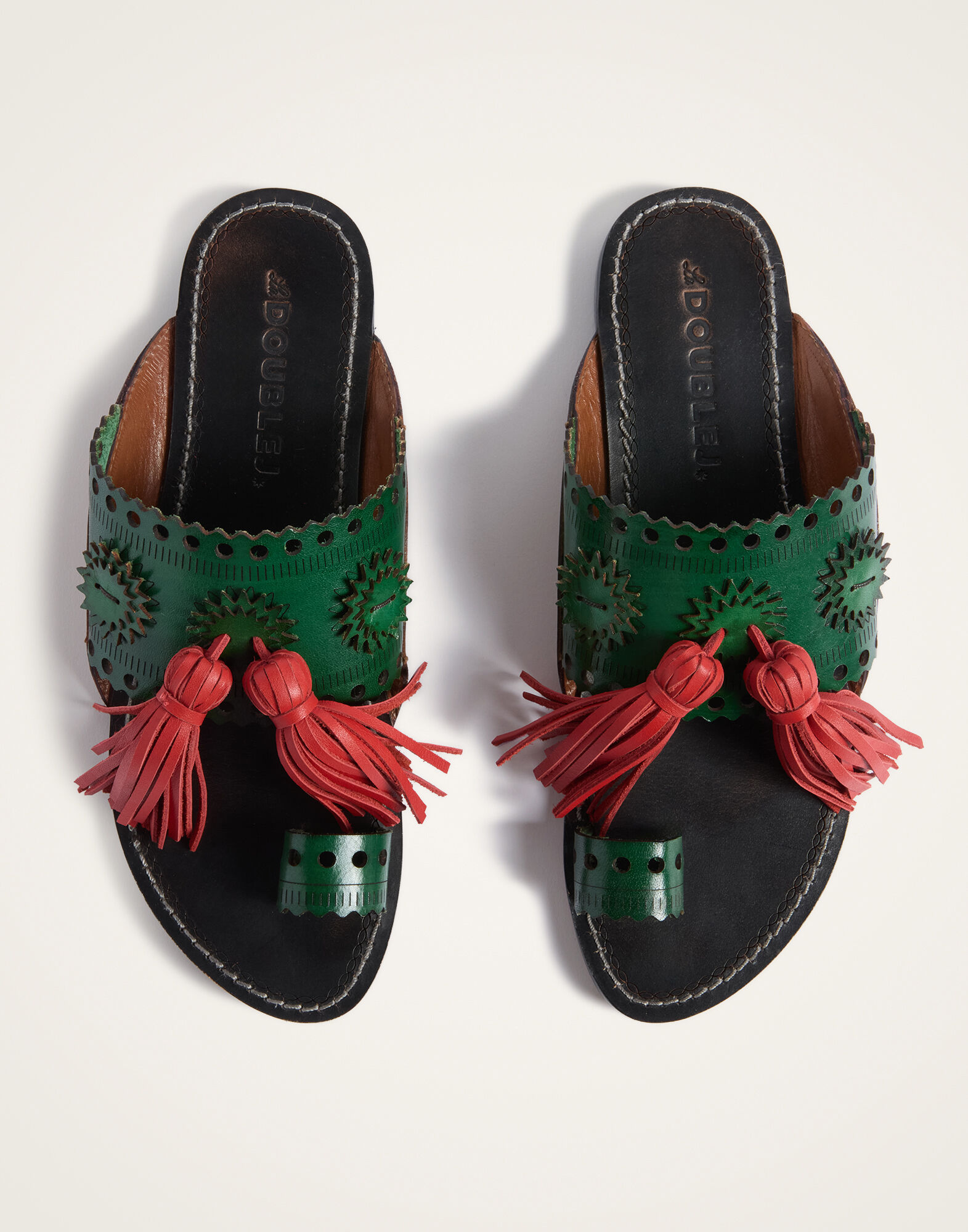 La DoubleJ Sandy Slides Solid Dark Green SHO0114LEA014CLB28GR03