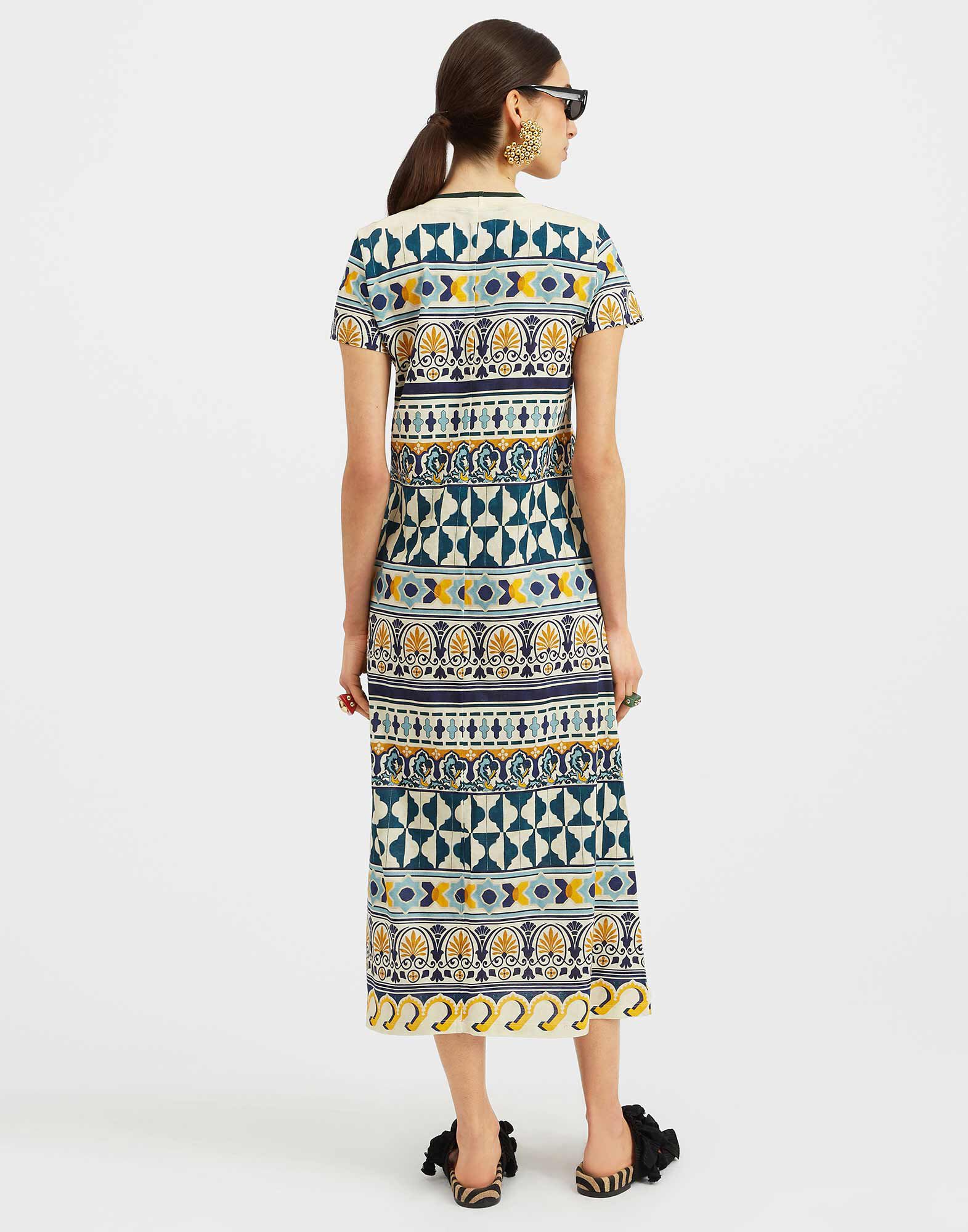 La DoubleJ Sporty Swing Dress Casareale Small Plac&egrave;e Cream DRE0247JER002REA02WH03