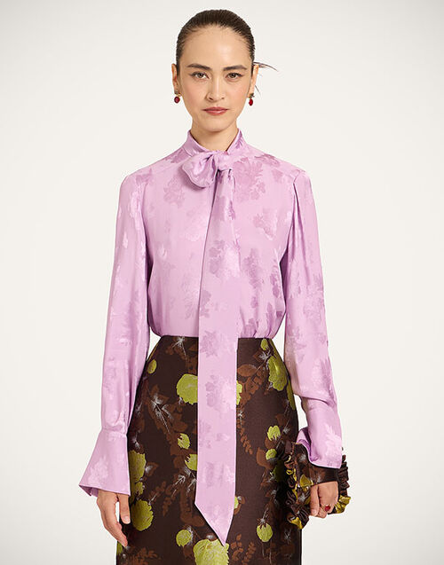 La DoubleJ Ascot Shirt Solid Lilac SHI0155JCQ133SOLIDPU02