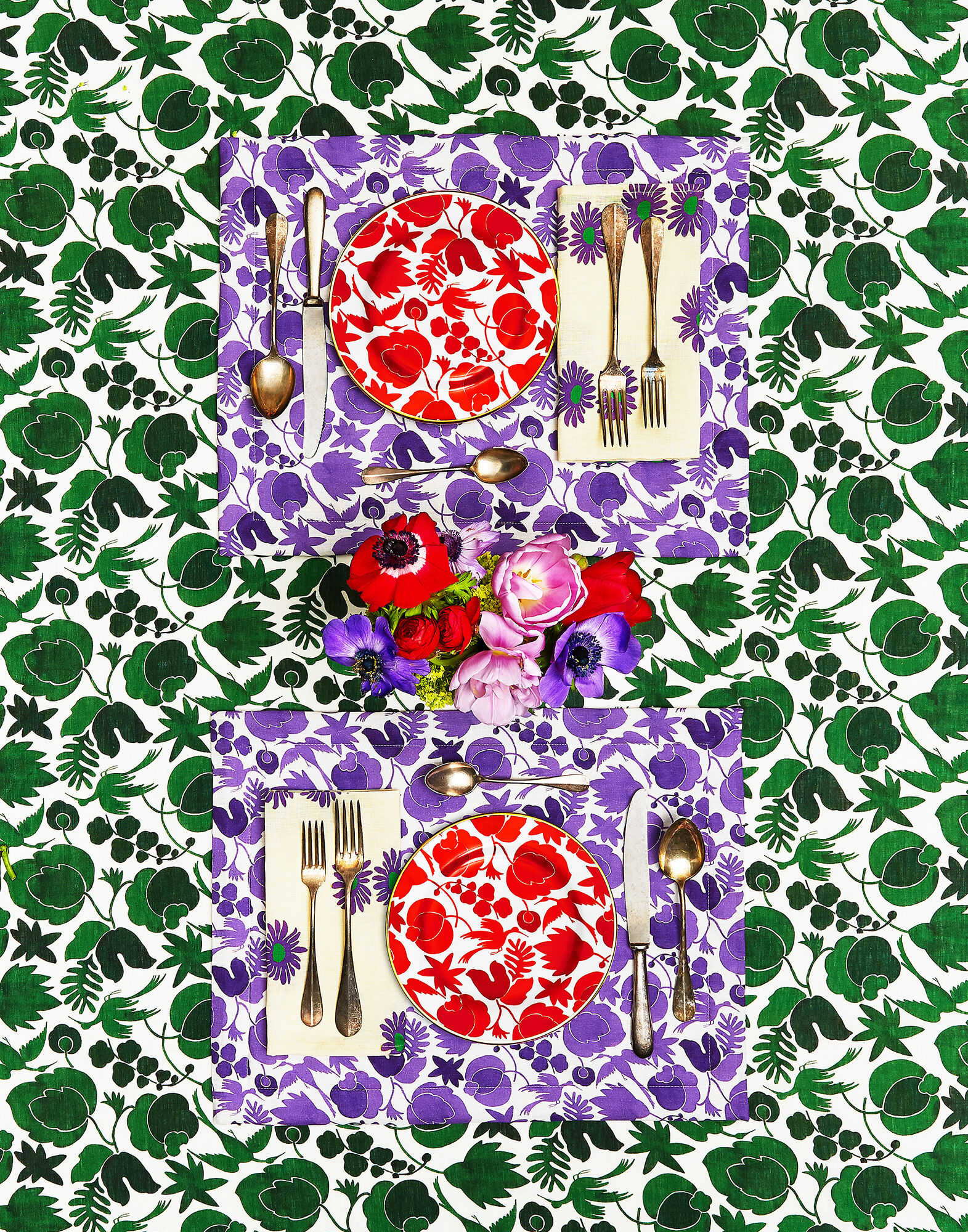La DoubleJ Placemat Set Of 2 Wildbird Viola Small TBM0001LIN001CER0020
