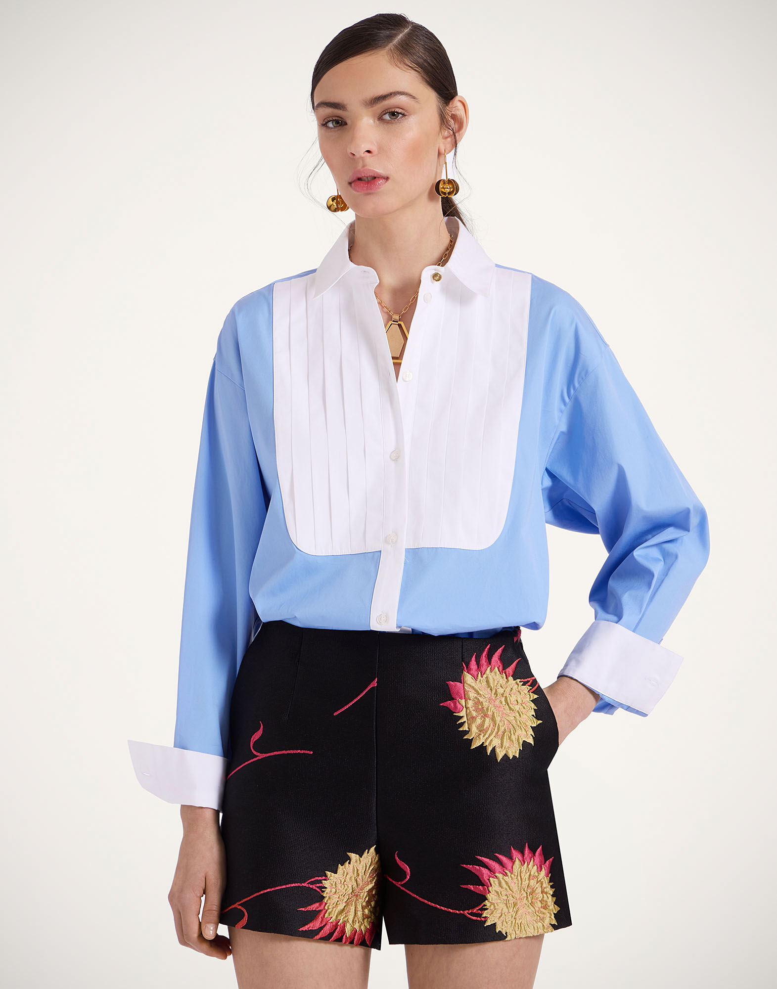 La DoubleJ Peggy Shirt Solid Light Blue SHI0115COT064SOLIDBU01