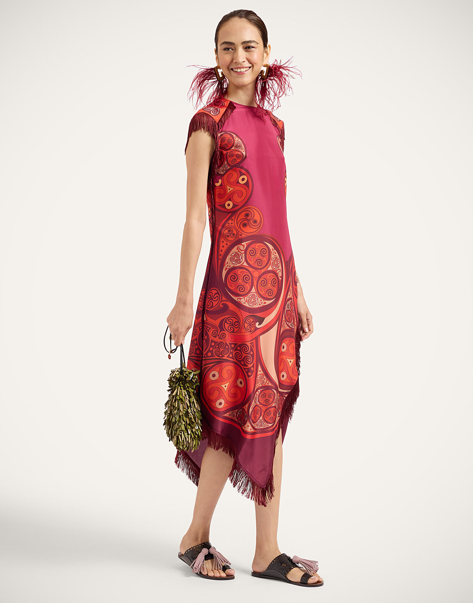 La DoubleJ Scarf Dress Alchemy Plac&eacute;e Dark Red DRE0964SIL009ALC03RE40