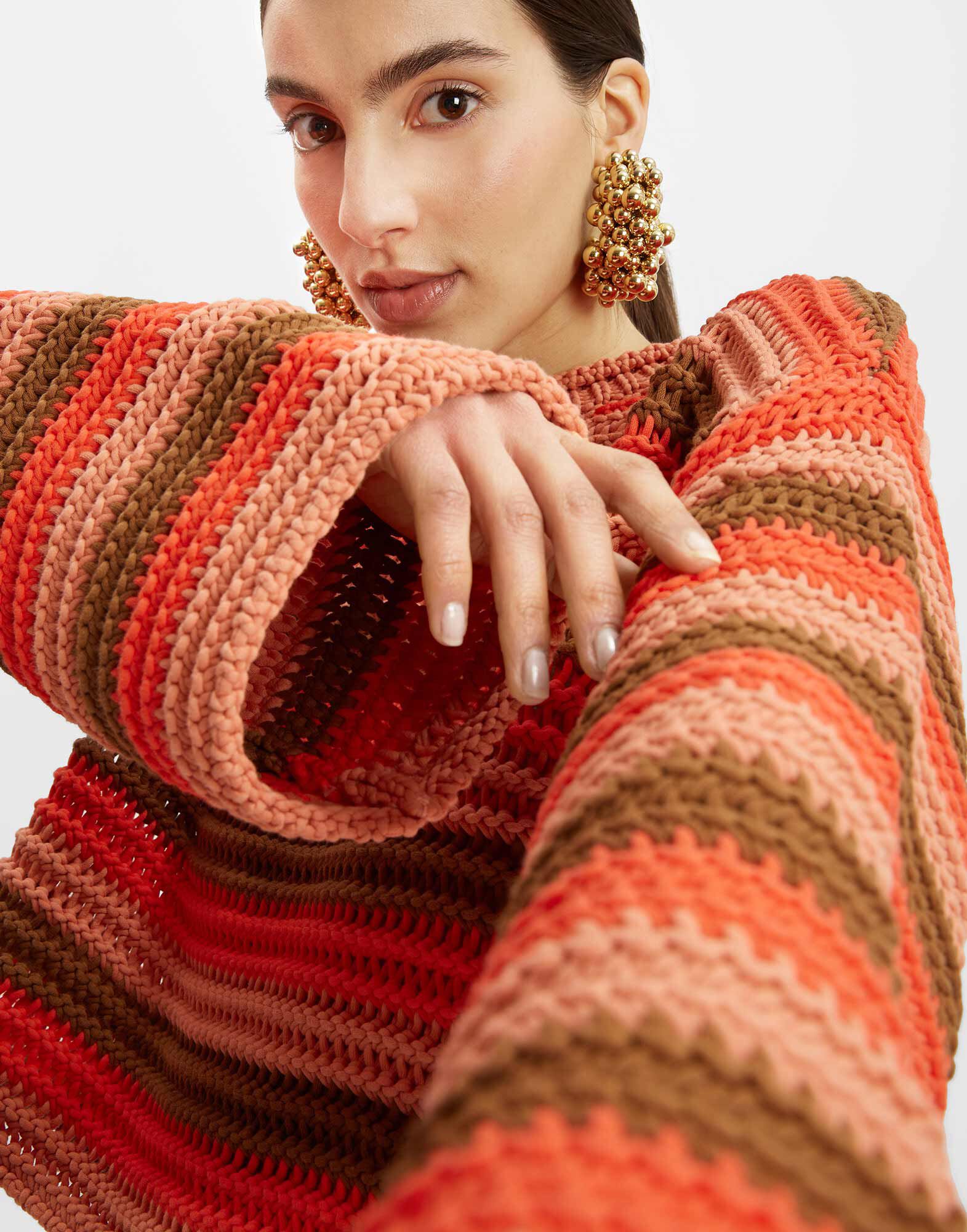 La DoubleJ Crop Sweater Multicolor Red PUL0142KNI104VA224RE01