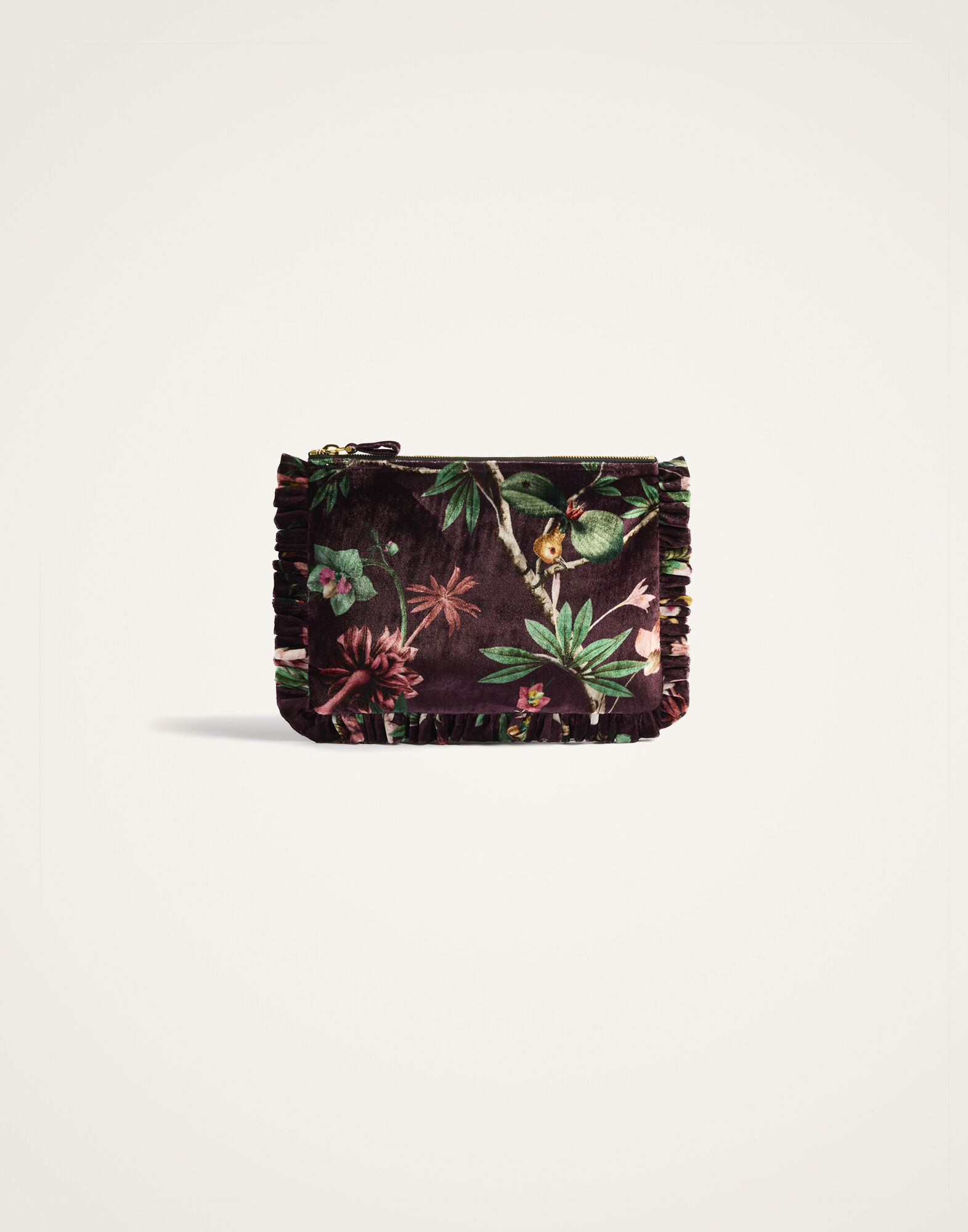 La DoubleJ Hand Pochette Zooflora Burgundy BAG0059VEL001ZOF02RE02