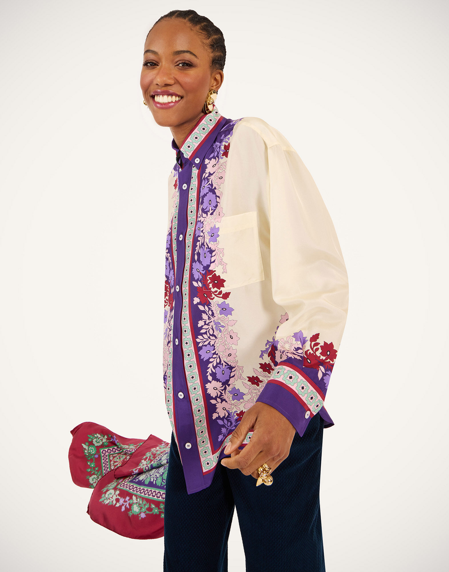 La DoubleJ Better Than Your Boyfriend's Shirt Regalia Plac&eacute;e Ecru SHI0092SIL009REG02BR05