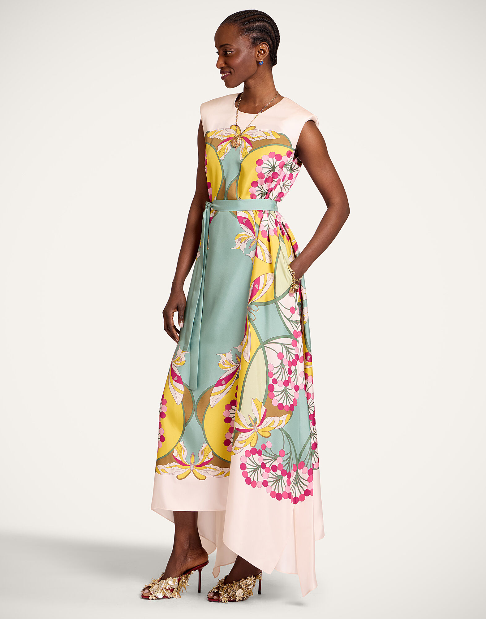 La DoubleJ San Carlo Dress Florette Plac&eacute;e Fuchsia DRE0495SIL006FLO08PI03