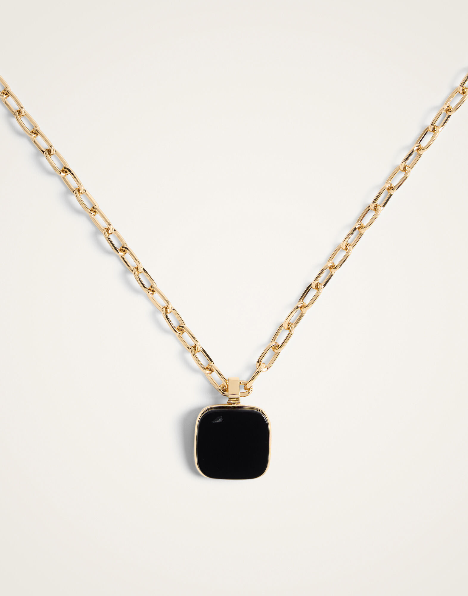 La DoubleJ Soul Pendant Necklace 24k Gold Plate & Onyx NEC0017BRA003ONY01YE05