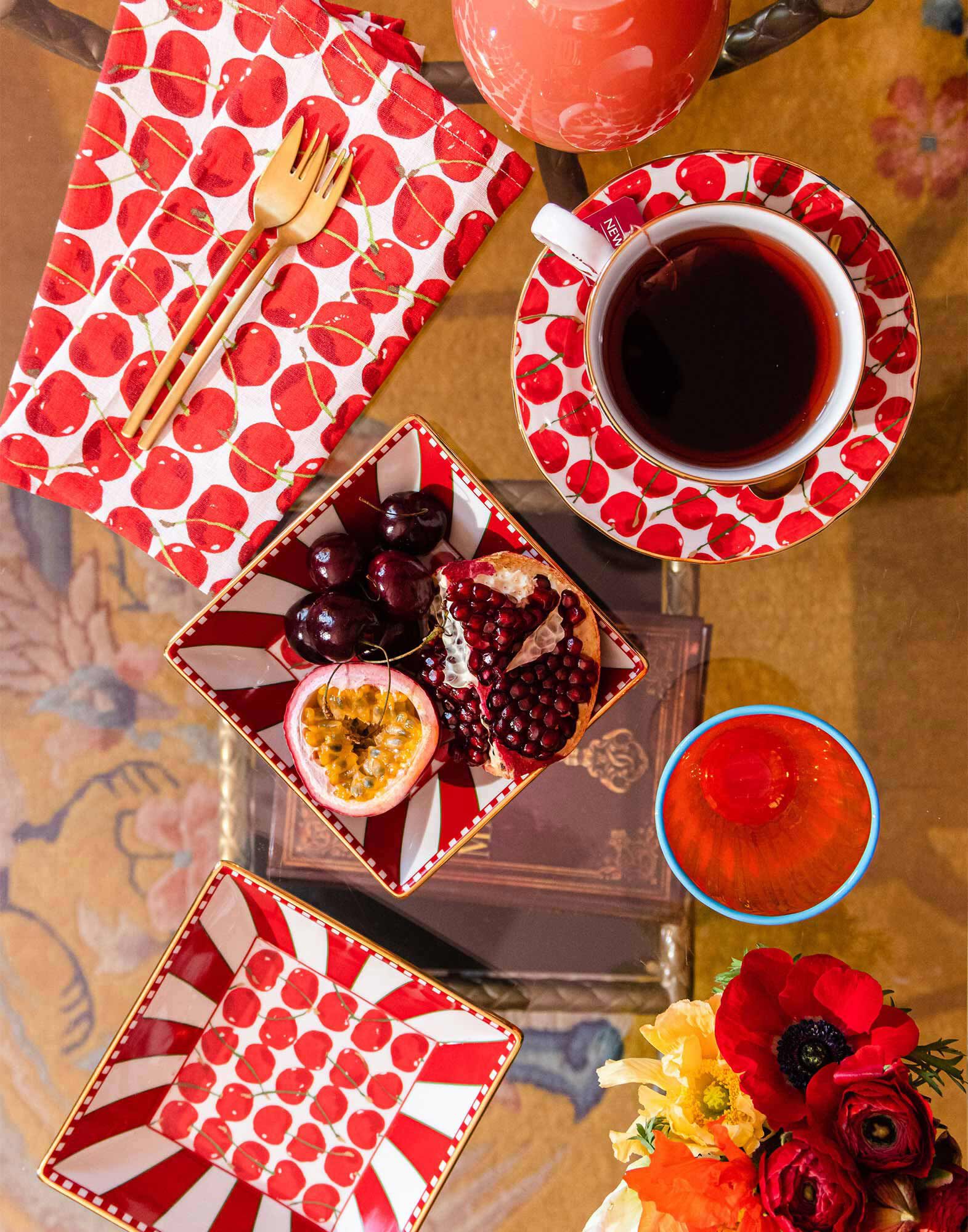 La DoubleJ Large Napkins Set Of 2 Cherries Avorio NAP0006LIN001CHY0005