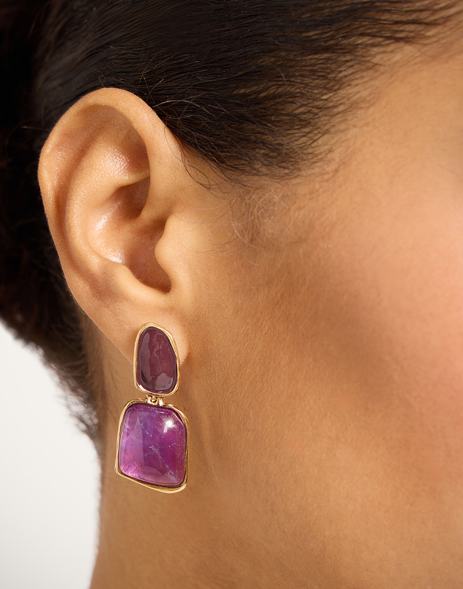 La DoubleJ Spells Earrings 24K Gold Plate And Amethyst EAR0077BRA008AME01BR02