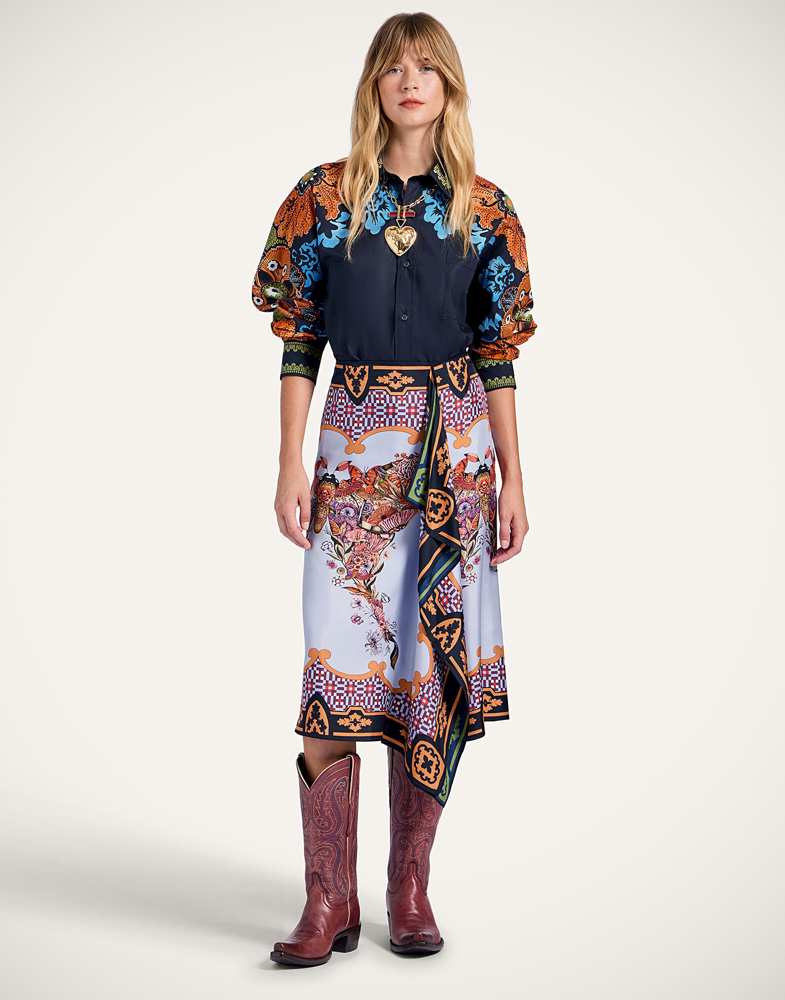 La DoubleJ Better Than Your Boyfriend's Shirt Bounty Plac&eacute;e Orange SHI0092COT015BOU01OR02