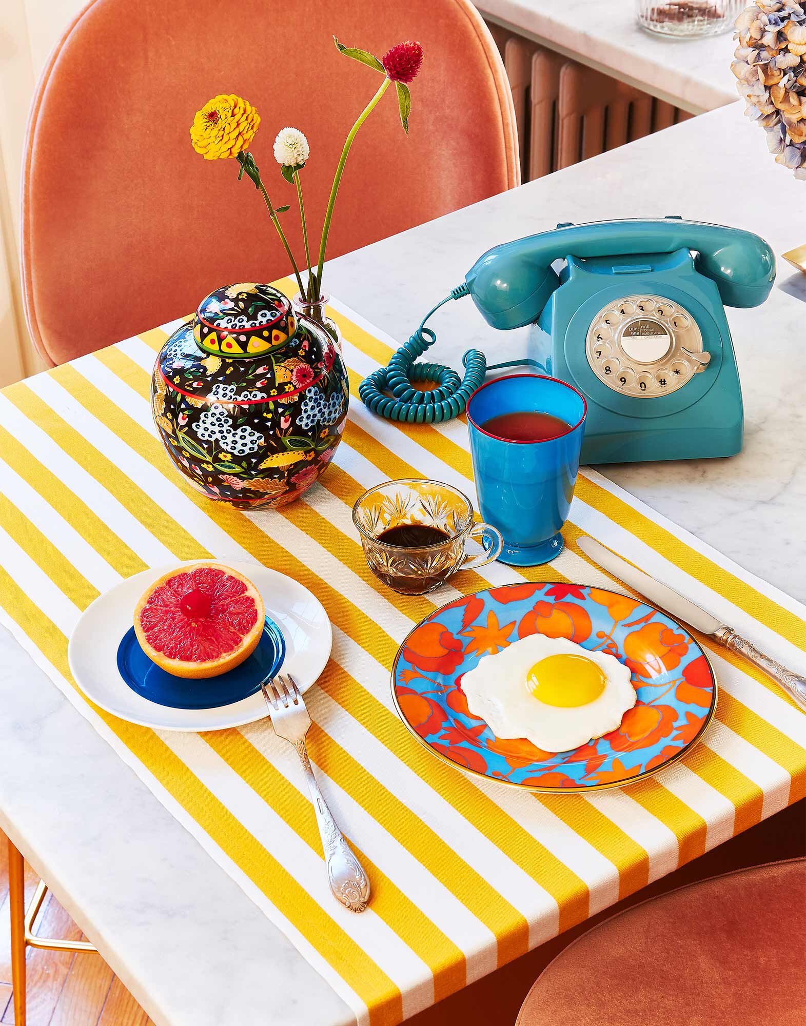 La DoubleJ Dessert Plate Set of 2 Wildbird Azzurro/Arancio DIS0023CER001CER0011