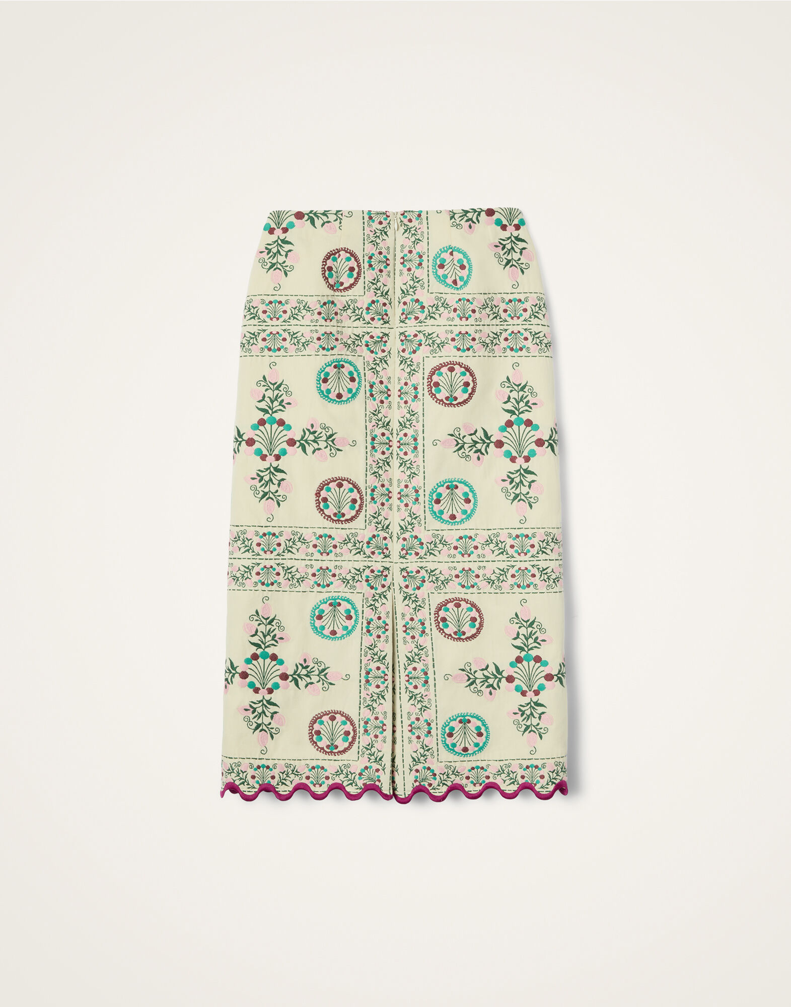 La DoubleJ Pencil Skirt Florette Tiles Ecru SKI0197JCQ137FLO09BR05