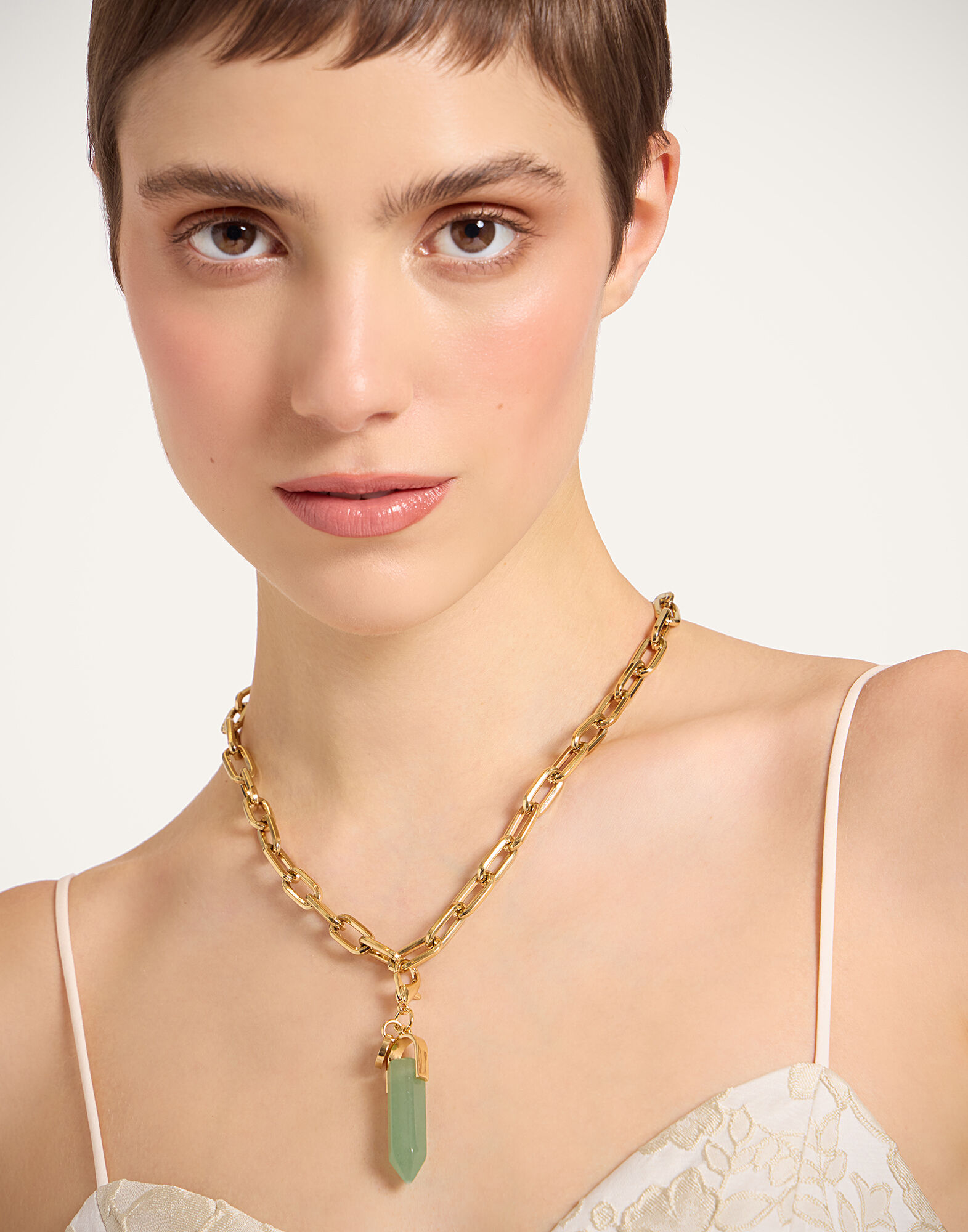 La DoubleJ Pillar Charm 24K Gold Plate & Aventurine CHM0017BRA003AGA02YE05