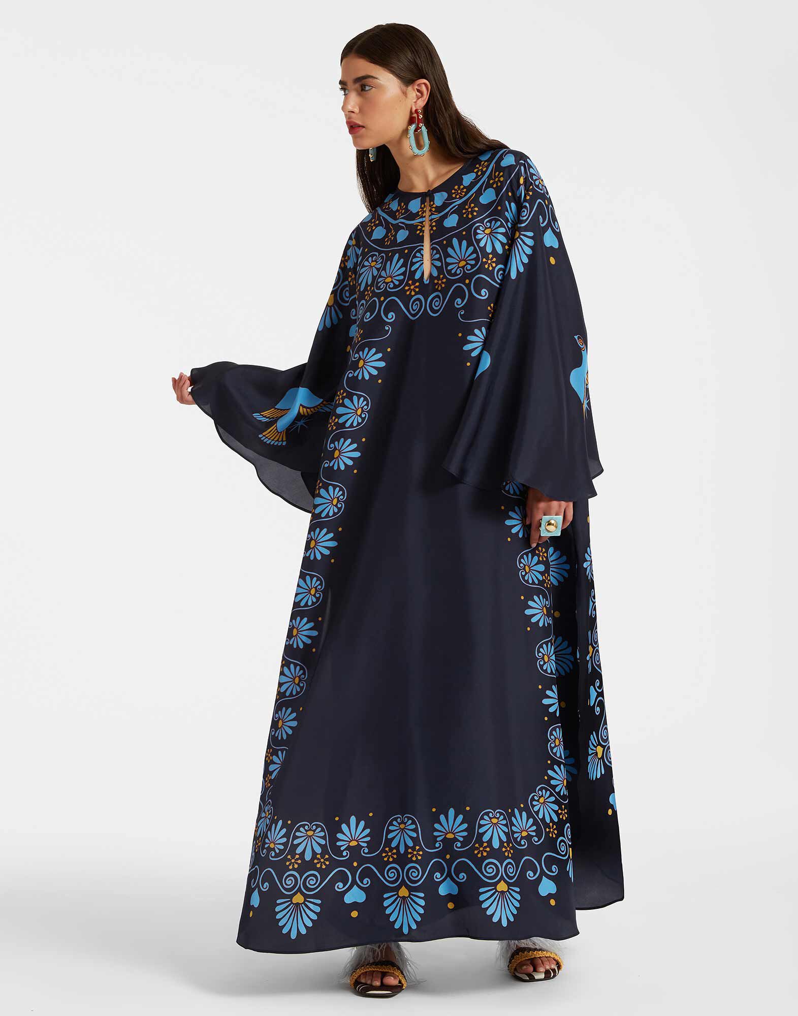 La DoubleJ Flying Kaftan Olympus Plac&eacute;e Navy DRE0347SIL009OLY01BU06