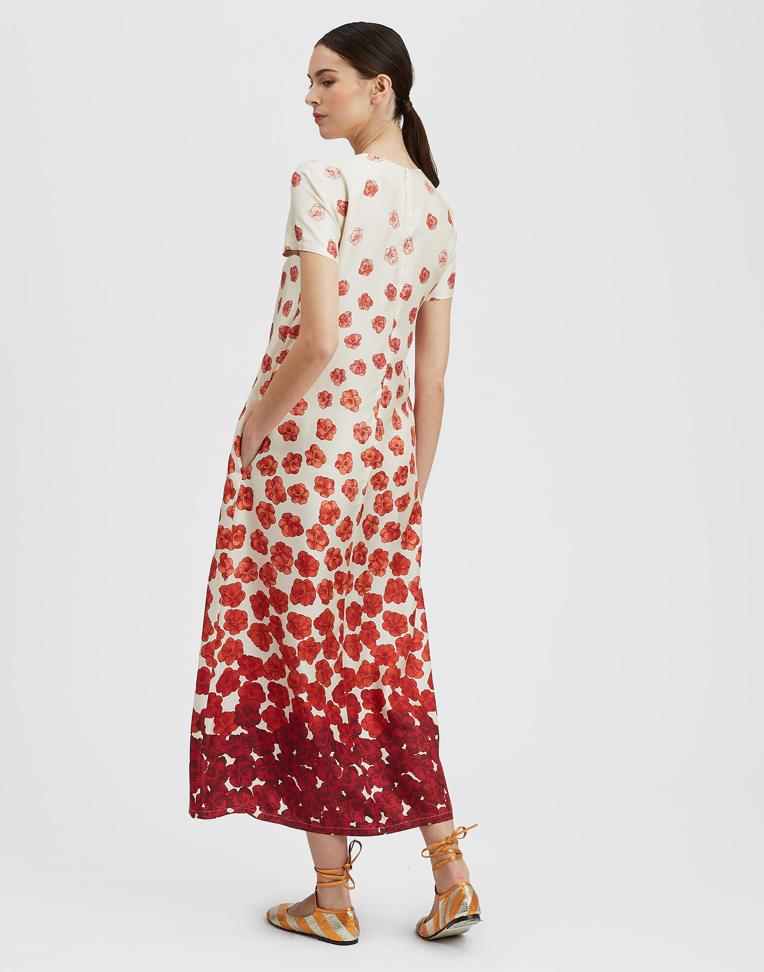 La DoubleJ Swing Dress Haze Plac&egrave;e Red DRE0001SIL001HAZ01RE01