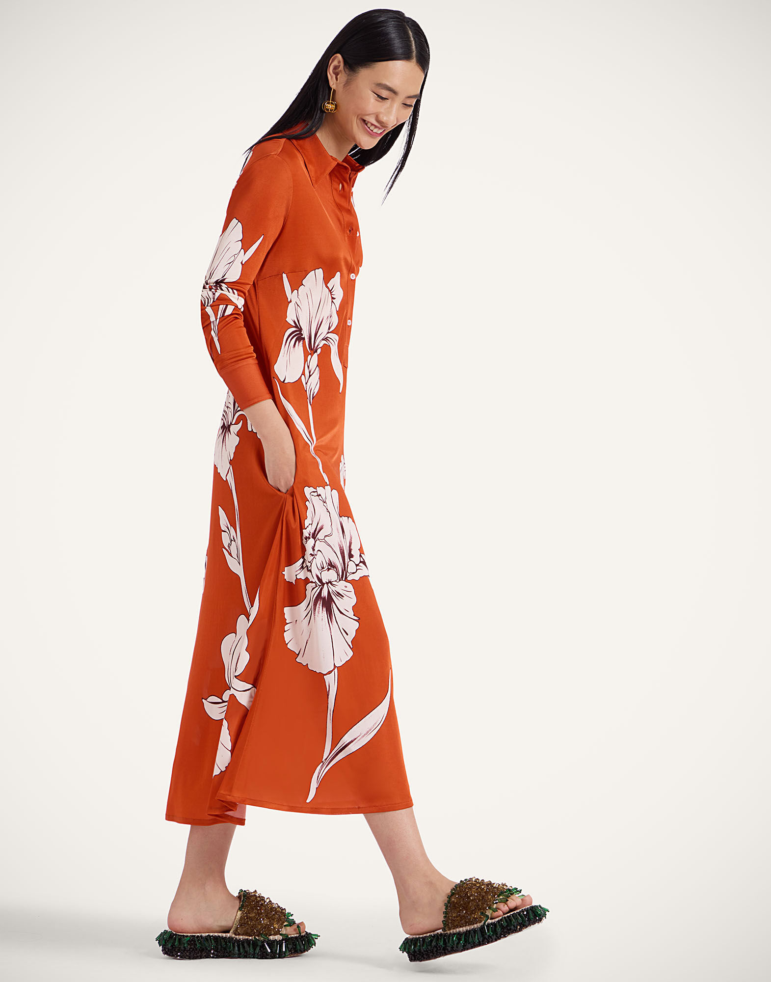 La DoubleJ Perry Street Dress Iris Plac&eacute;e Dark Orange DRE0807JER053IRS07OR03