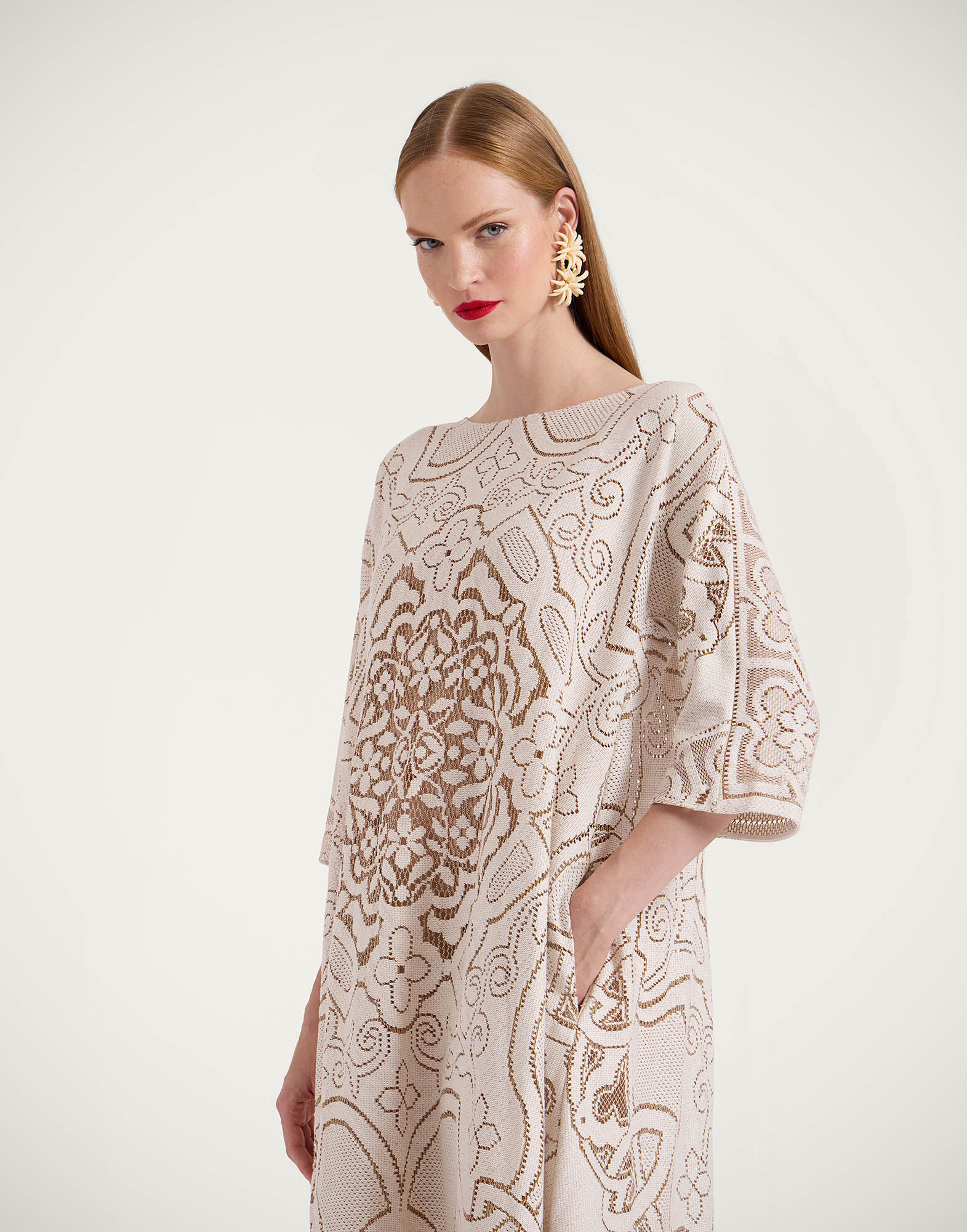 La DoubleJ Lacey Muumuu Dress Solid White Smoke DRE0632EMB006SOLIDWH02