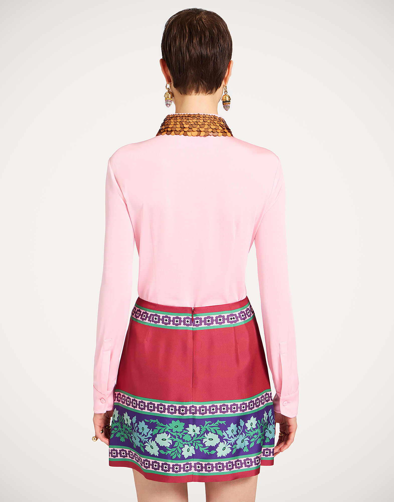 La DoubleJ Fitted Shirt Solid Pink SHI0157JER074SOLIDPI01